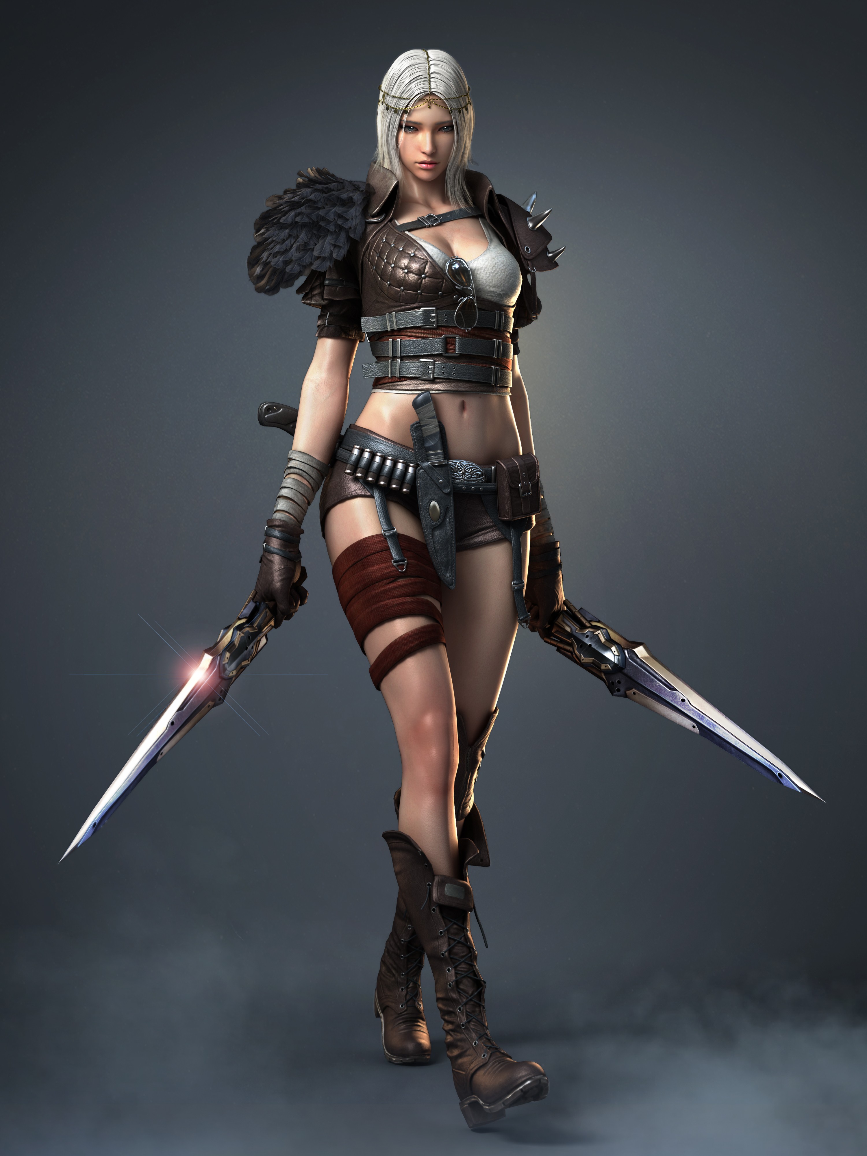 Fantasy warrior woman with swords in CrossFire HD Wallpaper