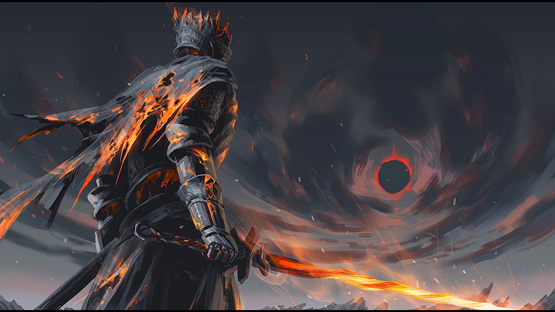 Dark Souls III Knight with Fiery Sword HD Wallpaper