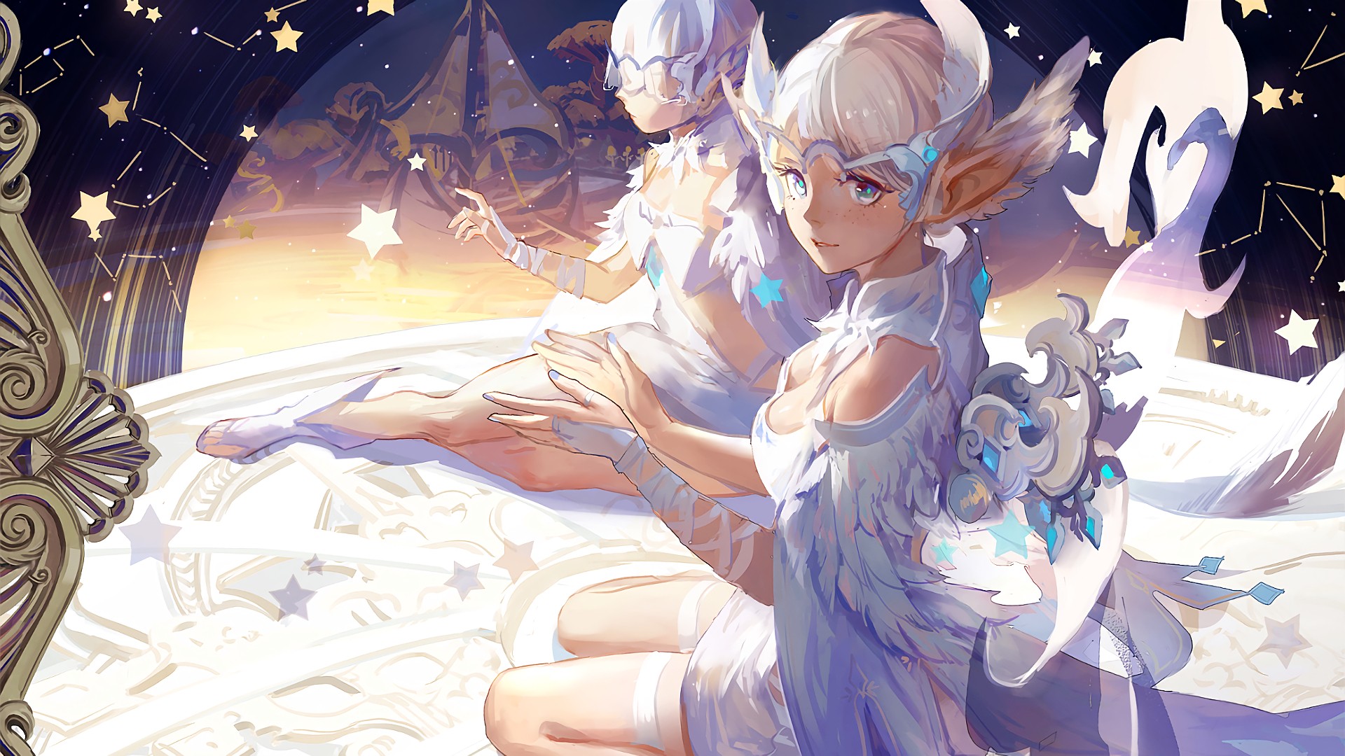 Fantasy art of two celestial beings with wings HD Wallpaper