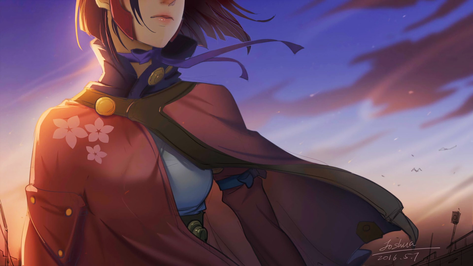 Mumei from Kabaneri of the Iron Fortress at sunset HD Wallpaper