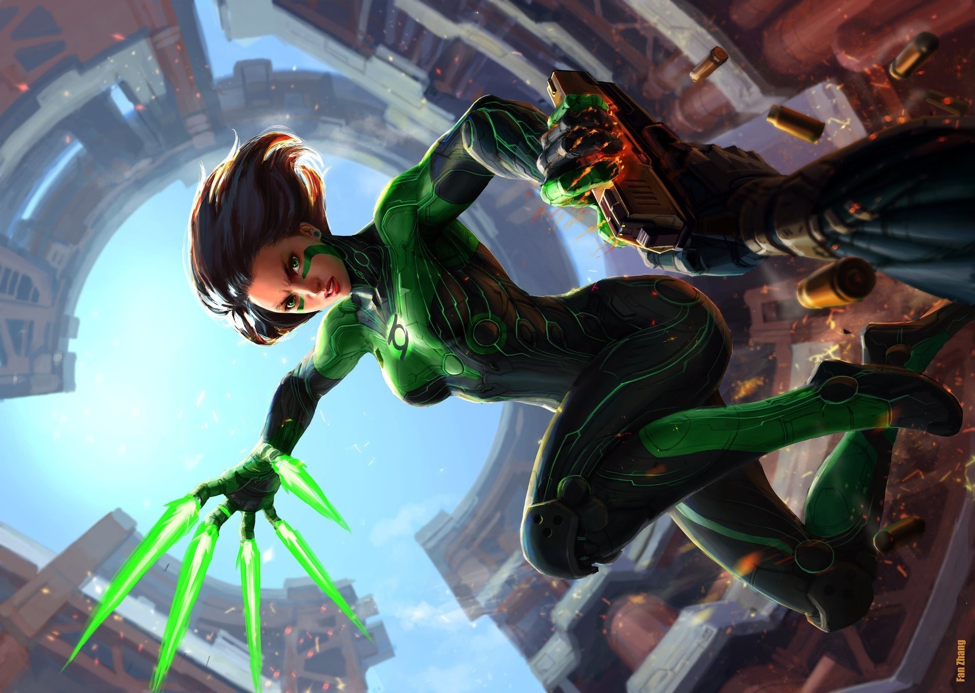 Green Lantern Woman in Action HD Wallpaper