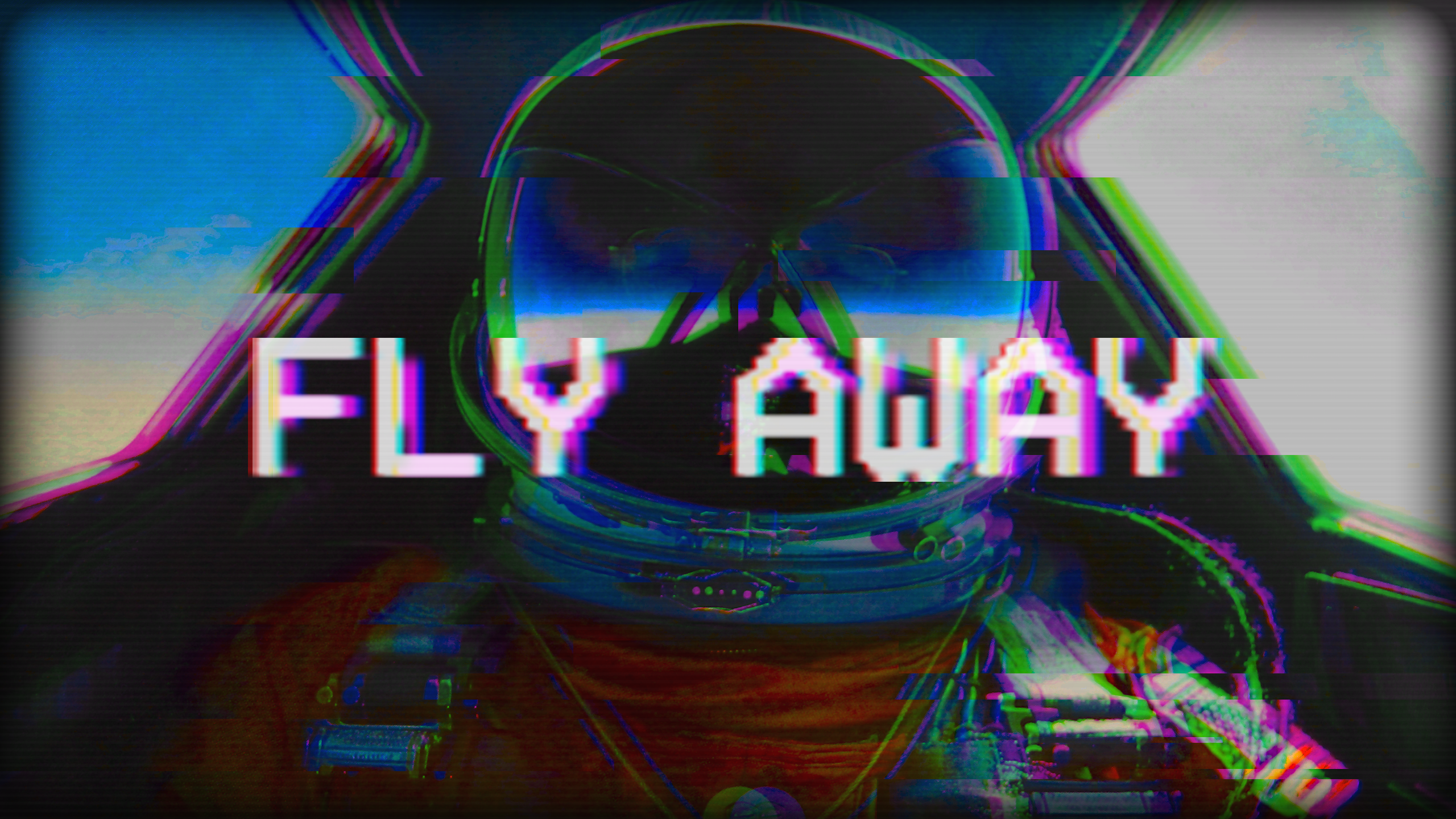 Astronaut in a cockpit with glitch effects HD Wallpaper