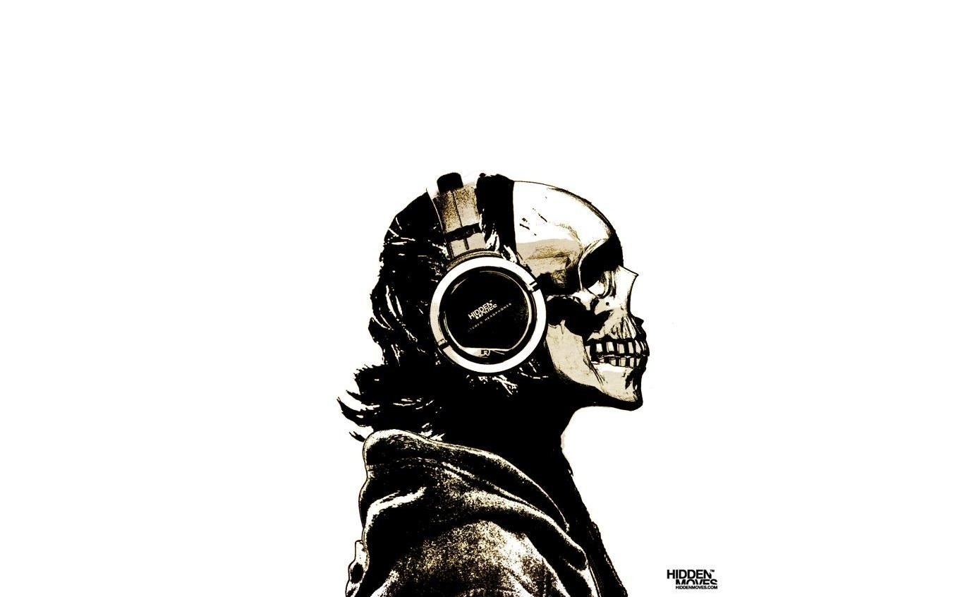 Skull wearing headphones and hoodie HD Wallpaper
