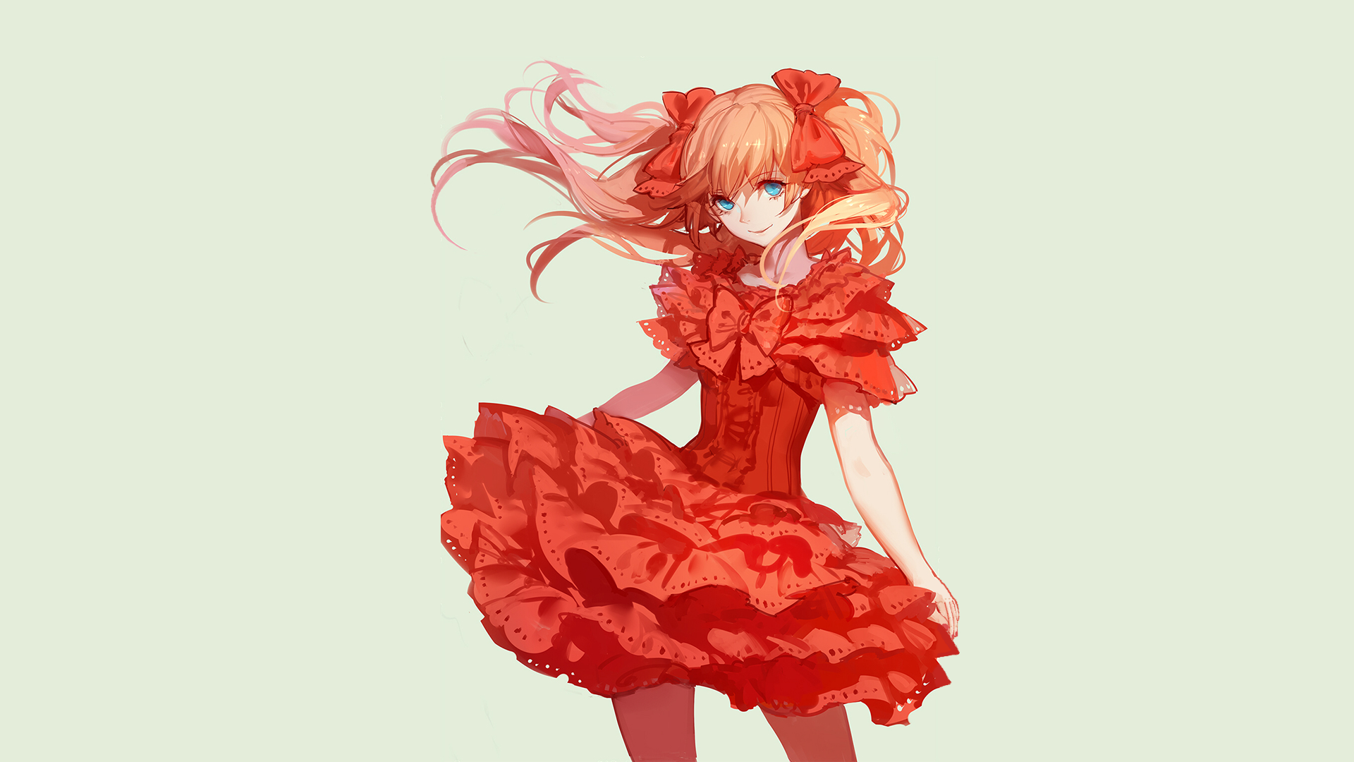 Asuka Langley Soryu in a red dress HD Wallpaper