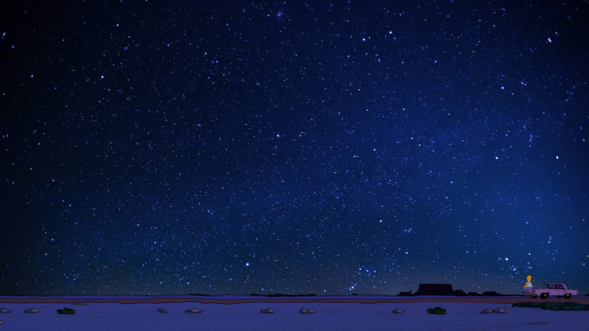 The Simpsons: Homer Simpson under a starry sky HD Wallpaper