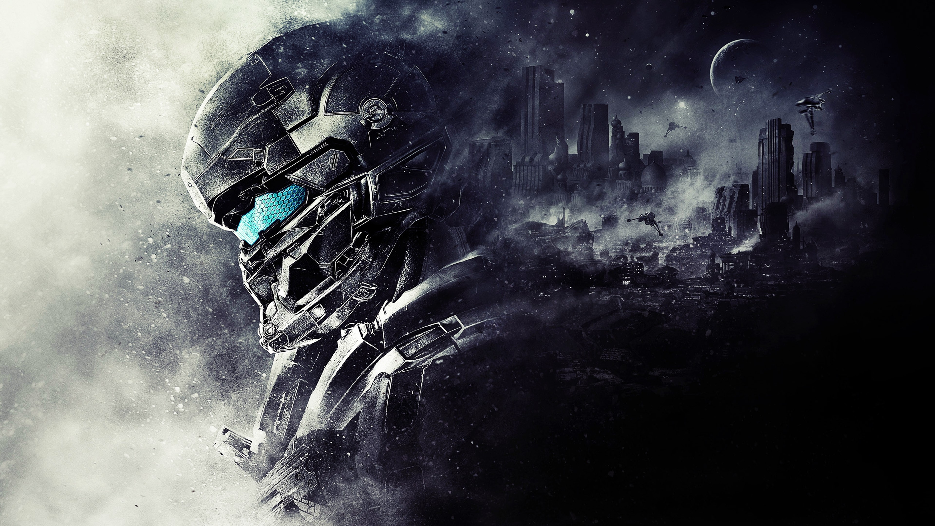 Master Chief from Halo 5: Guardians in a destroyed city HD Wallpaper