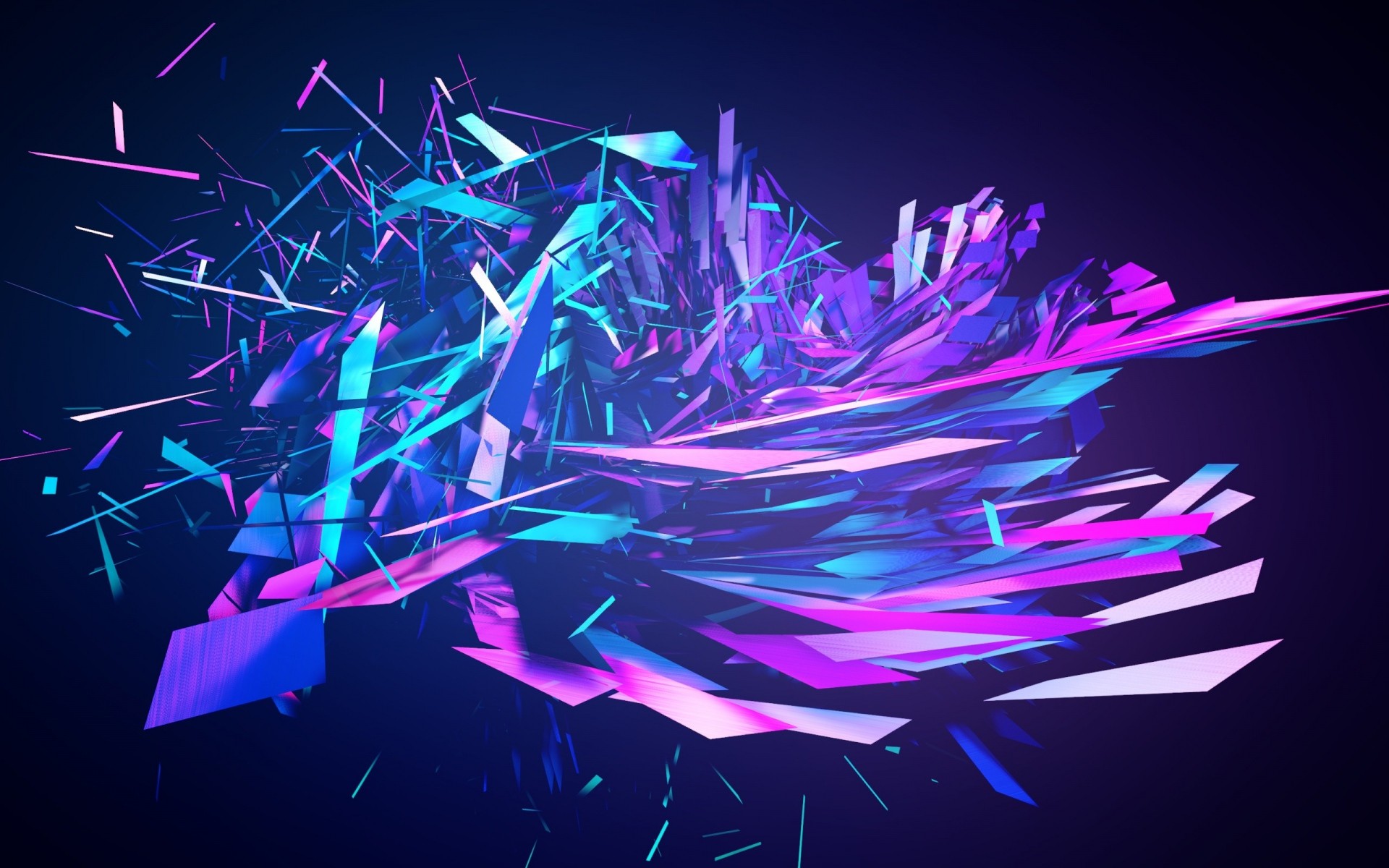 Abstract geometric shards in neon blue and pink HD Wallpaper