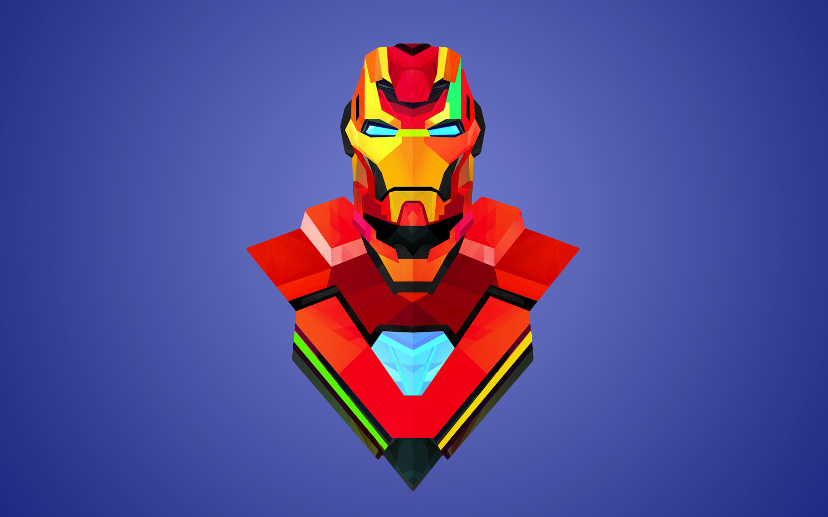 Low Poly Iron Man Bust with Blue Background HD Wallpaper