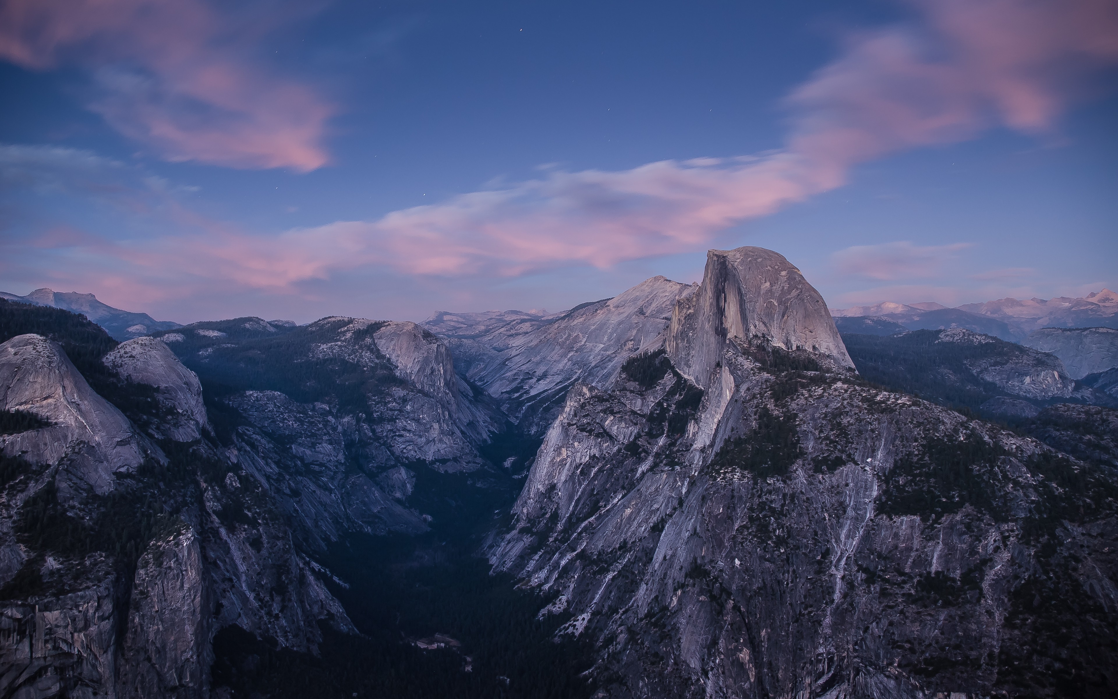 Half Dome in Yosemite Valley at Dusk HD Wallpaper