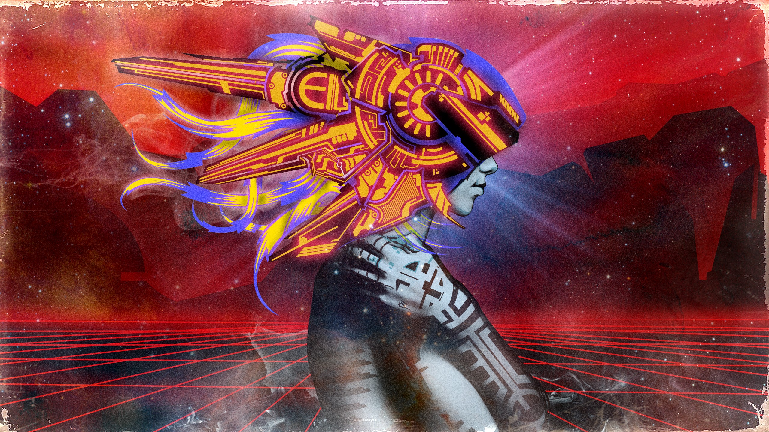 SP3KTR digital art with abstract elements HD Wallpaper
