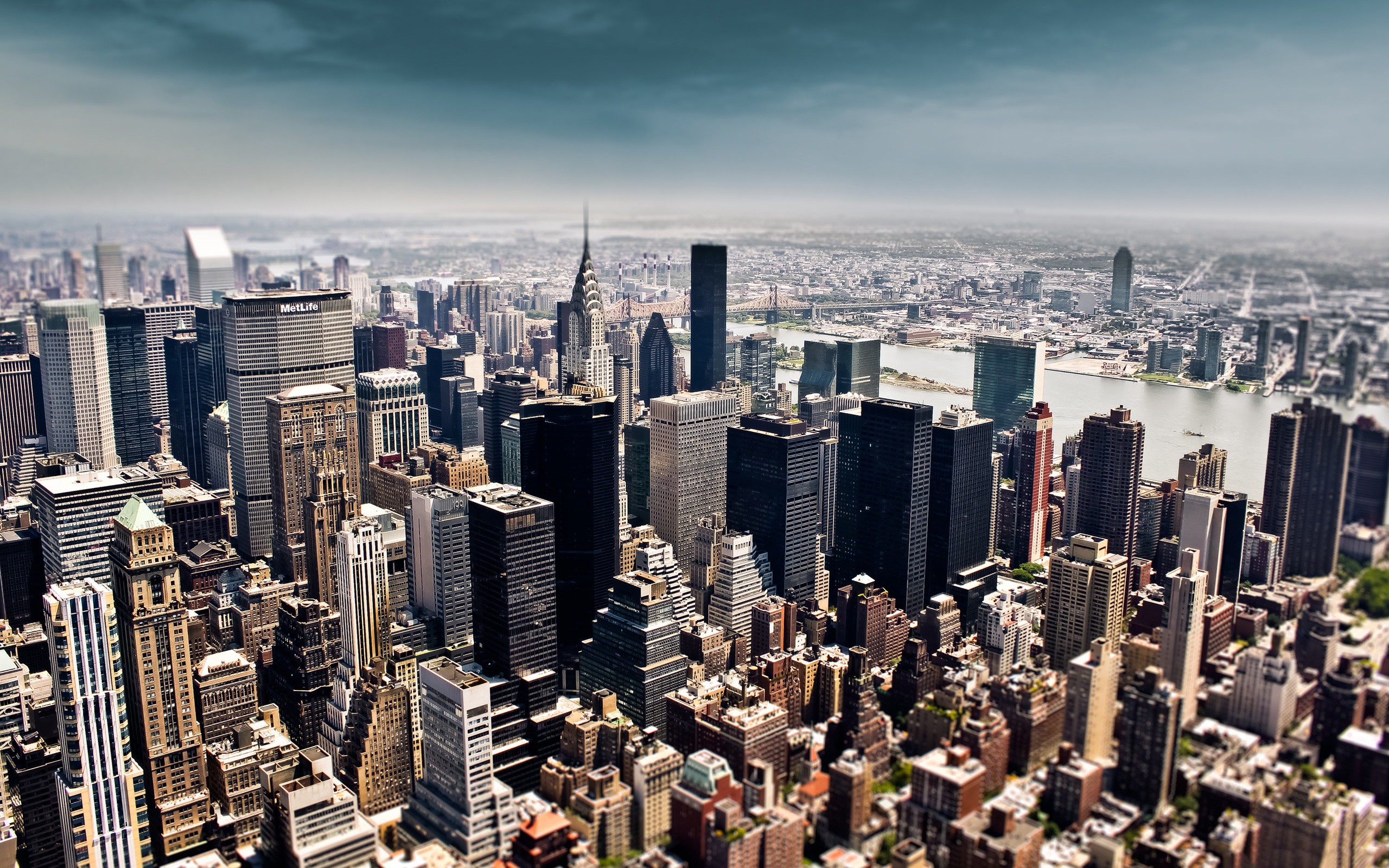 New York City skyline with skyscrapers and river HD Wallpaper