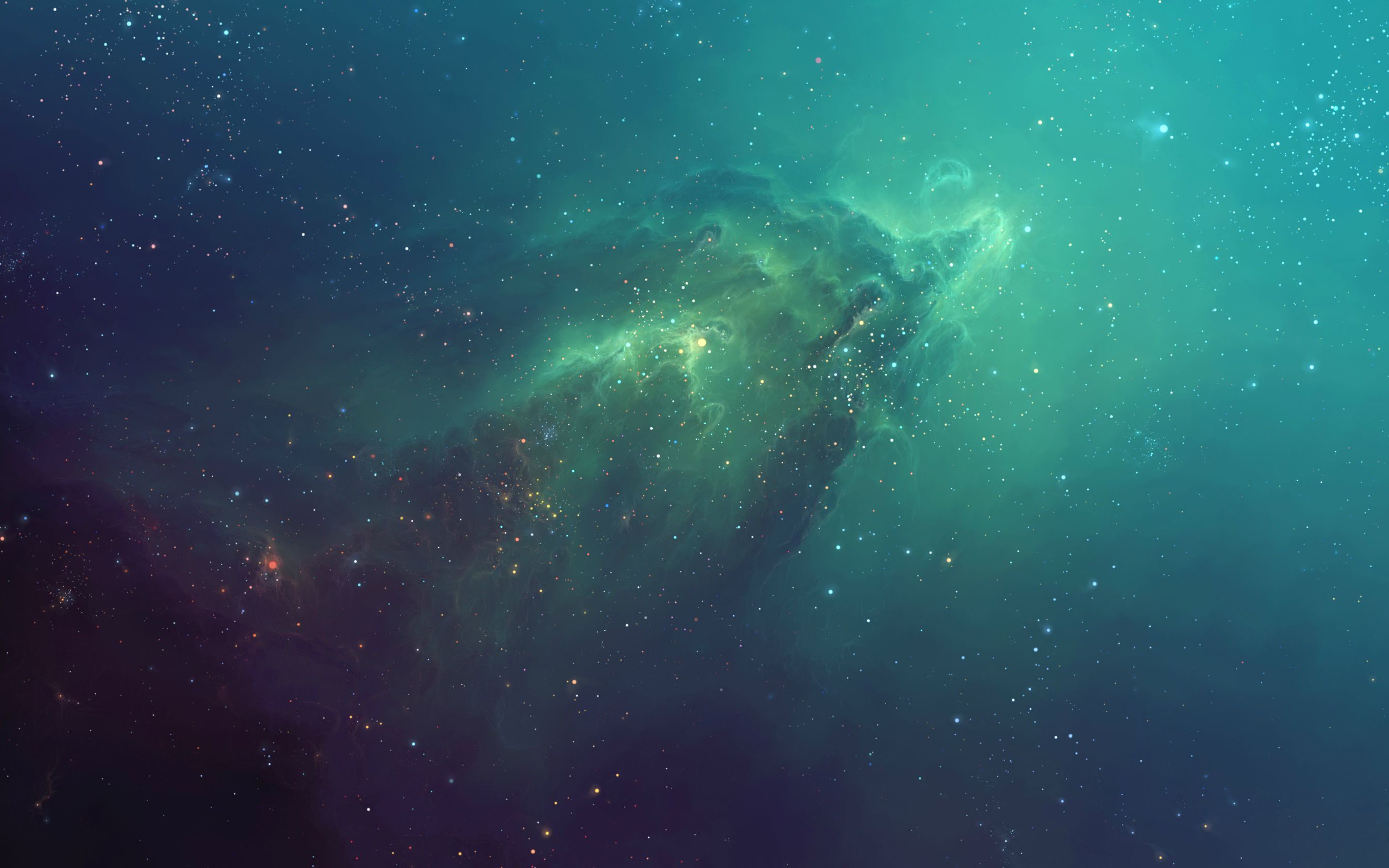 A colorful nebula with stars in deep space HD Wallpaper