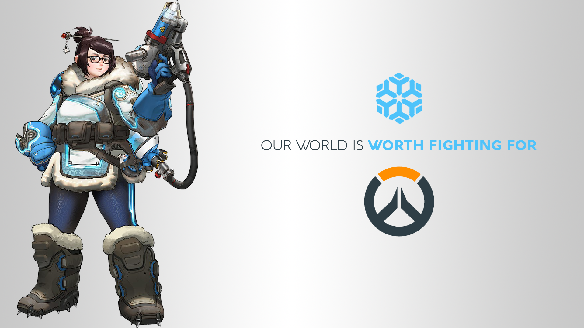 Mei from Overwatch with game logo HD Wallpaper