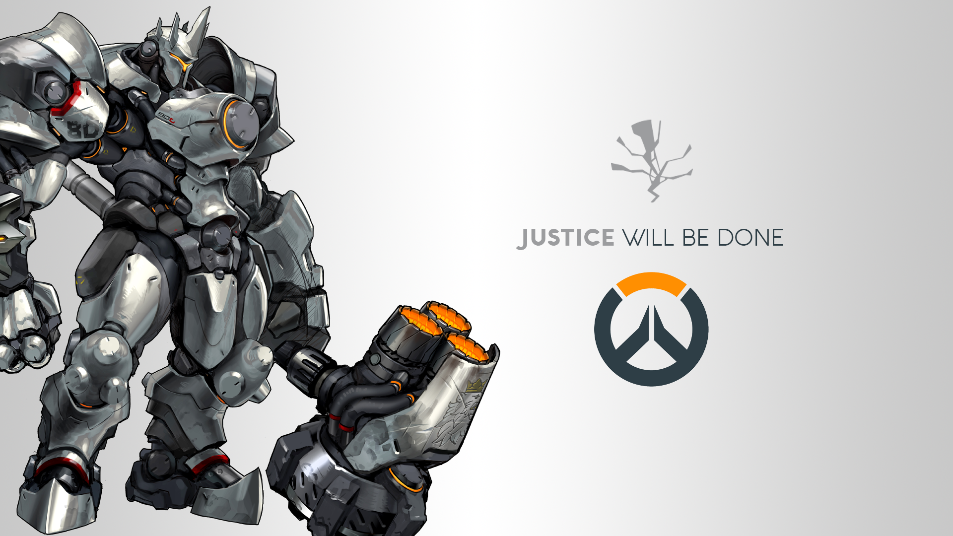 Overwatch Reinhardt with Justice Will Be Done text HD Wallpaper