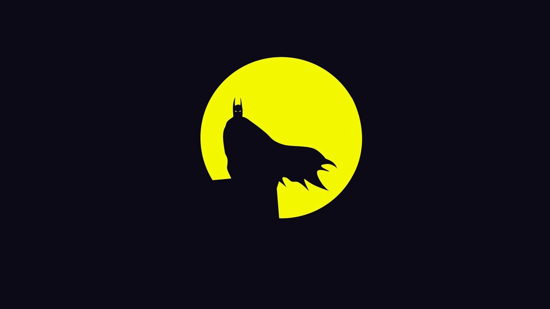 Batman silhouette against a yellow moon HD Wallpaper