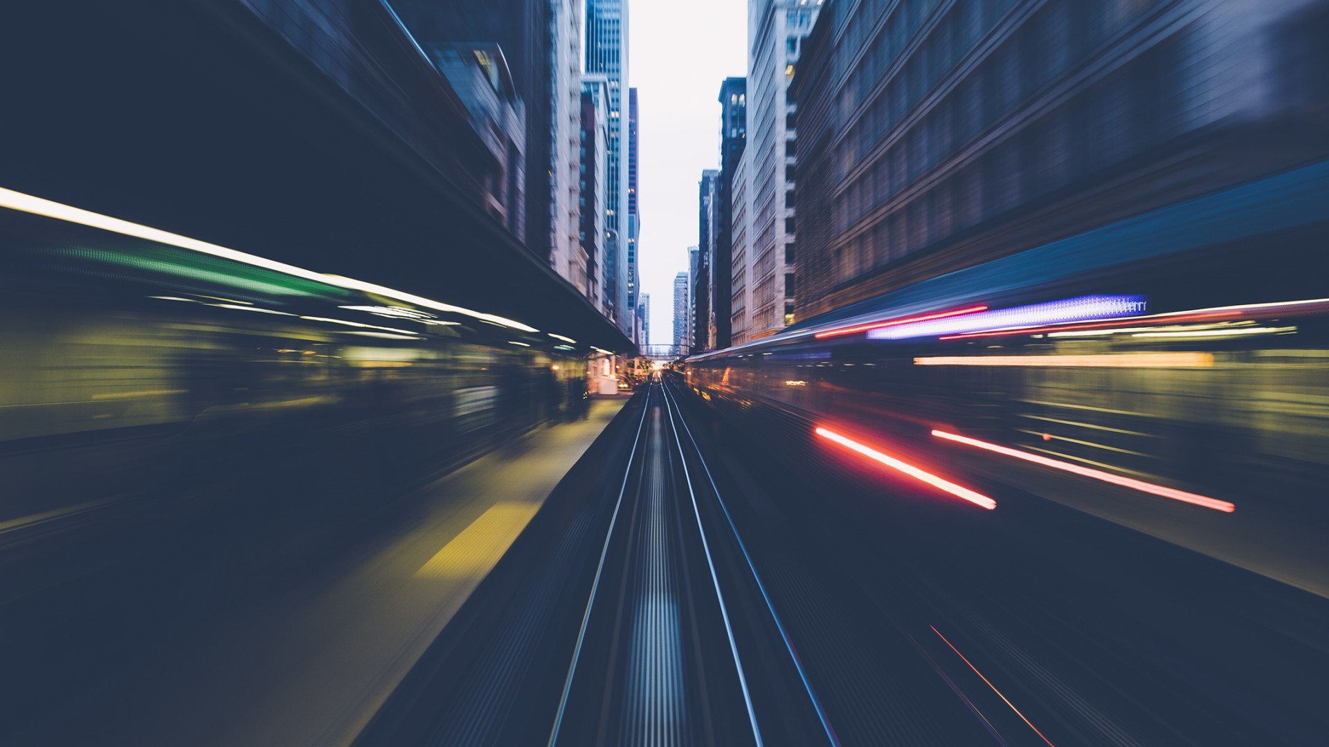 Long exposure of a city street with light trails HD Wallpaper
