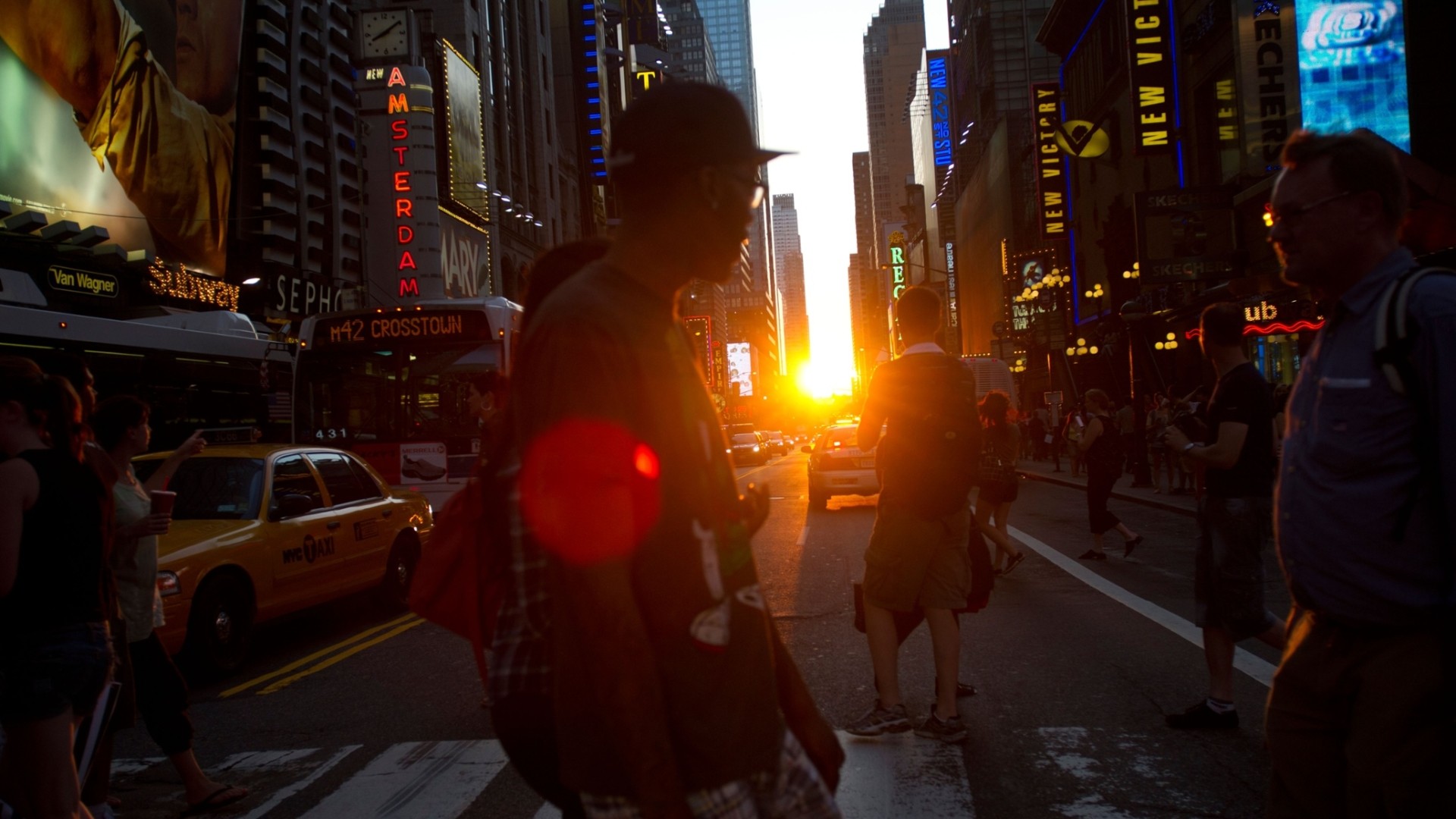 Times Square, New York City at Sunset HD Wallpaper