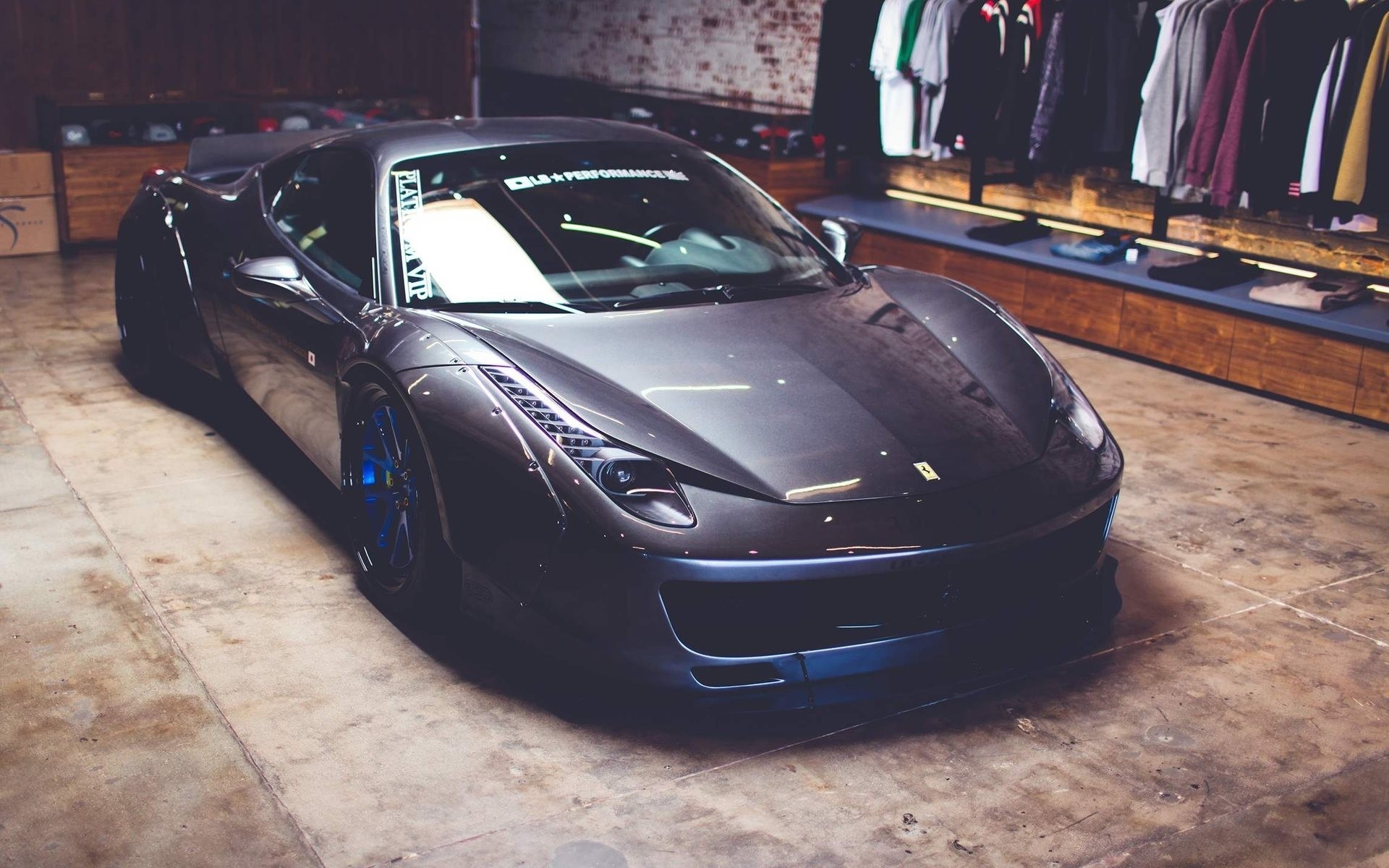 Ferrari 458 Italia in a retail store HD Wallpaper