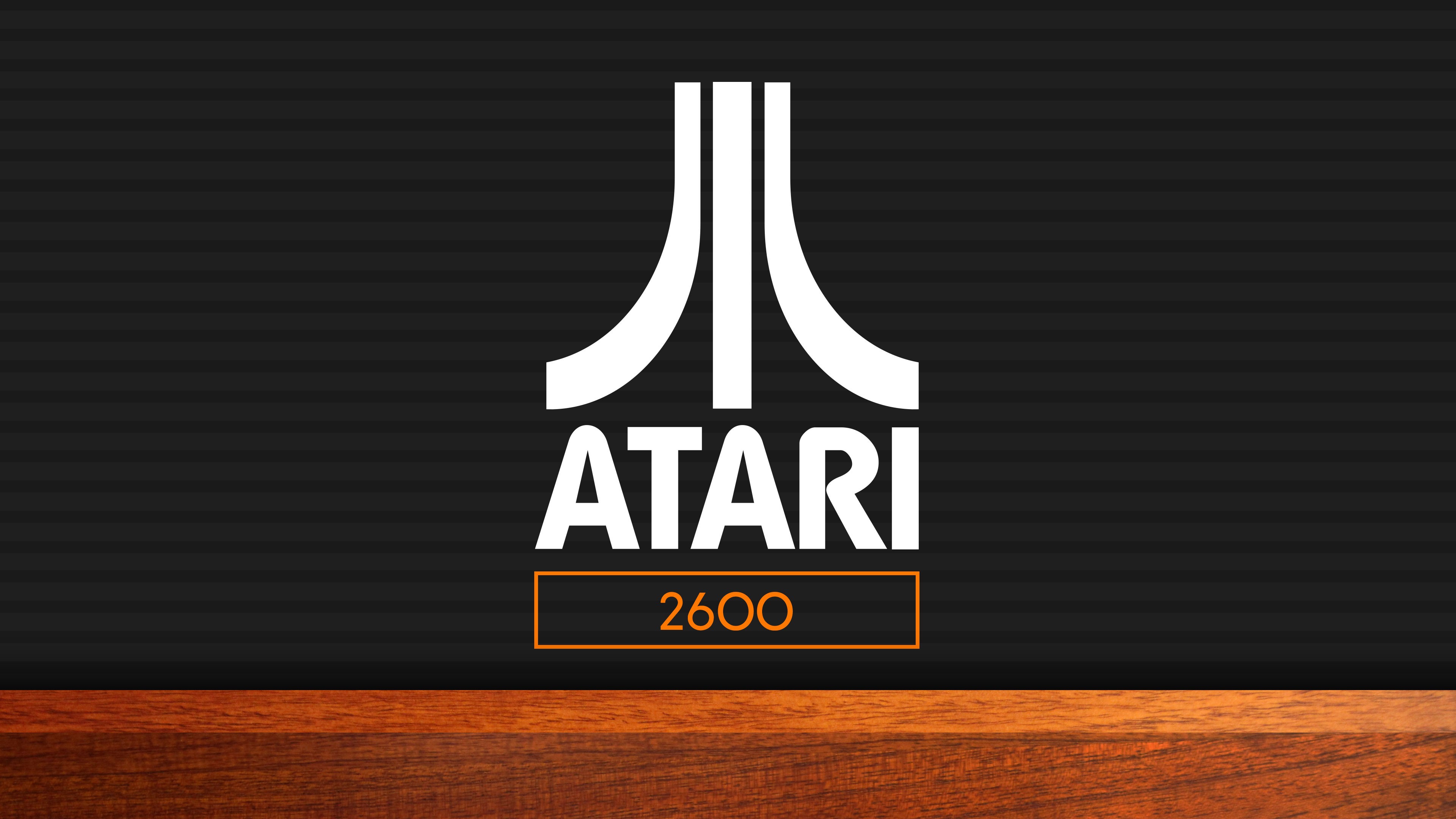 Atari 2600 logo on a dark background with wood texture HD Wallpaper