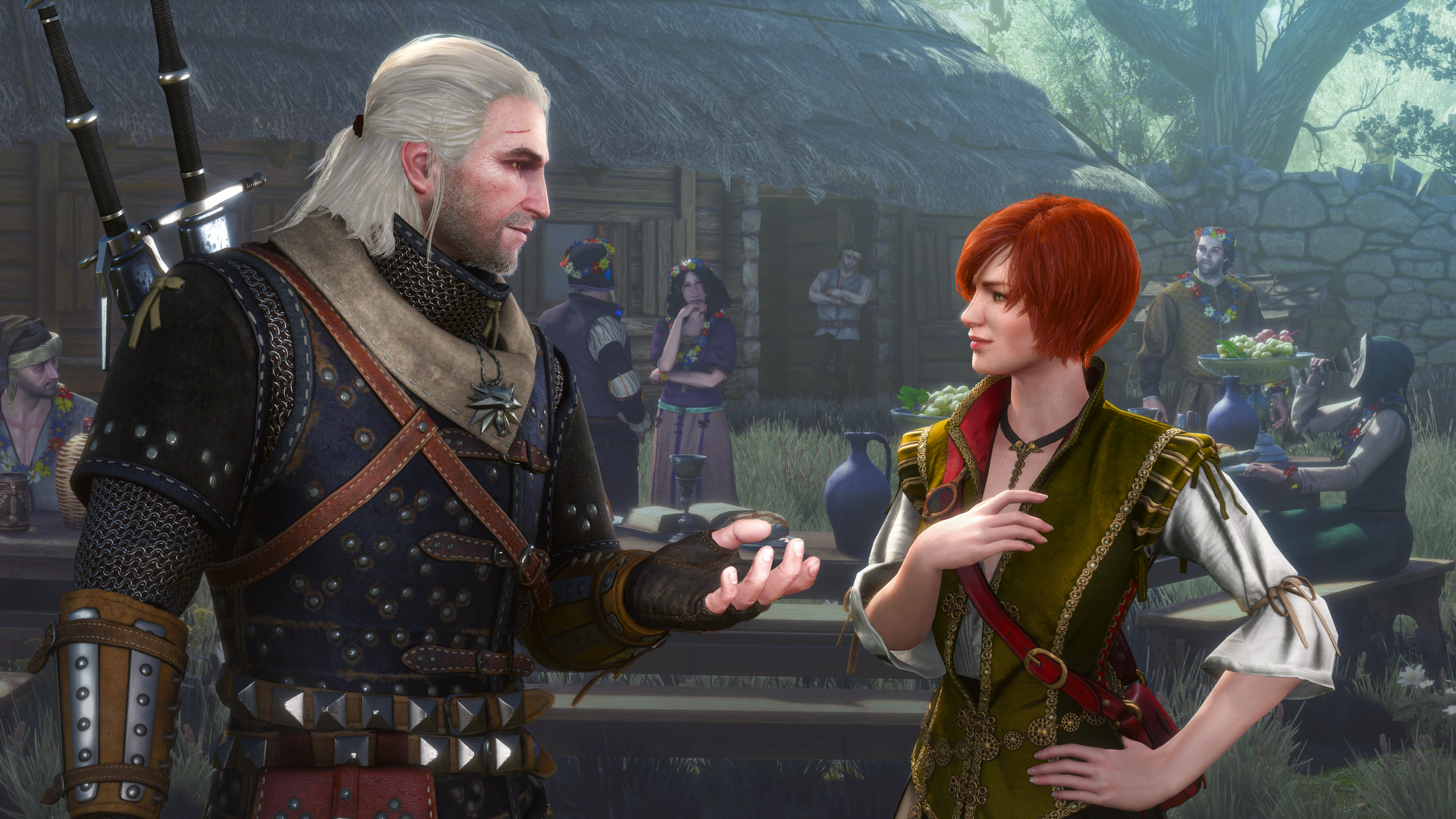 Geralt of Rivia and Shani in The Witcher 3: Wild Hunt HD Wallpaper