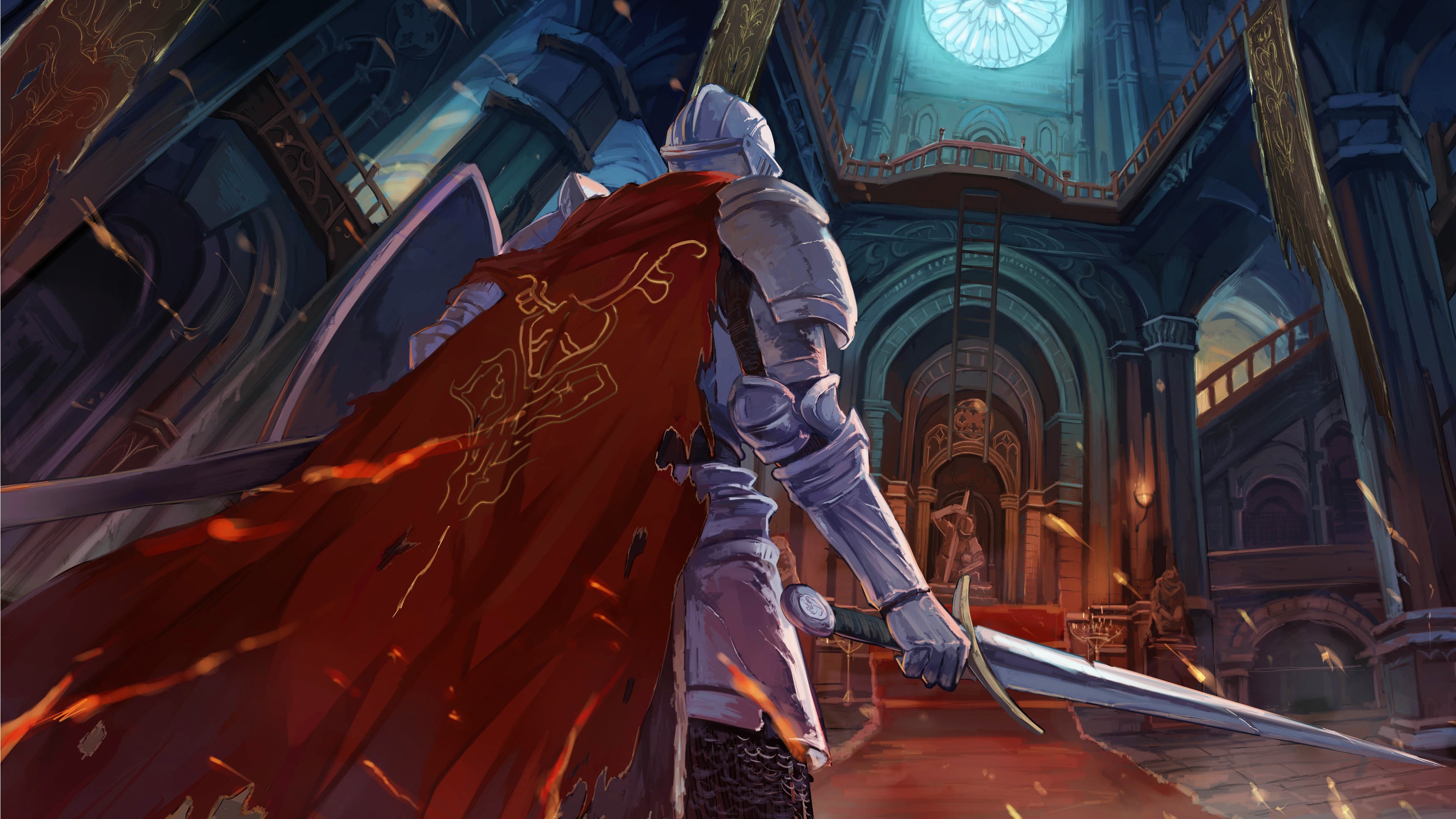 Knight with red cape in Dark Souls III HD Wallpaper