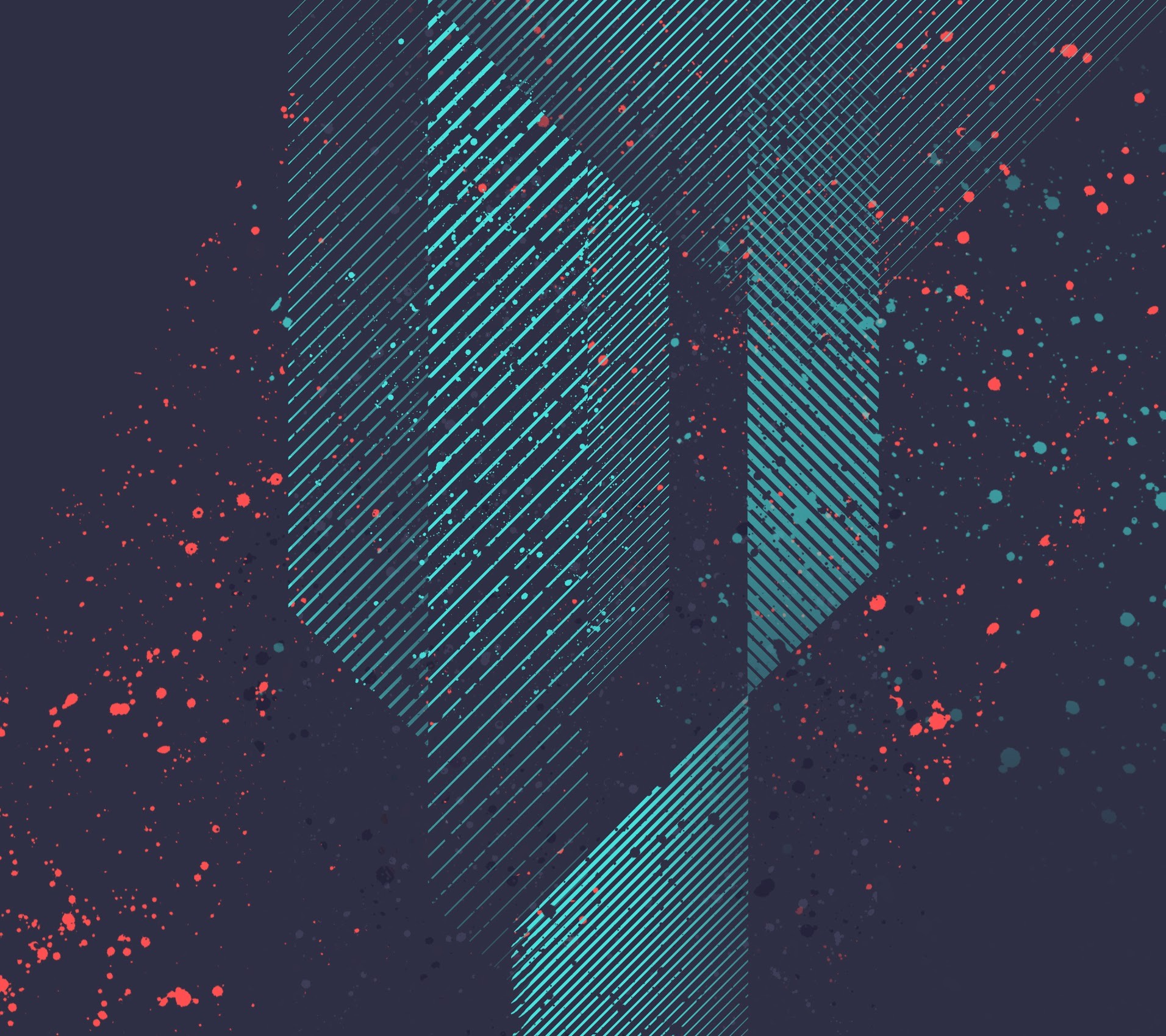 Abstract geometric shapes with splatter effect HD Wallpaper