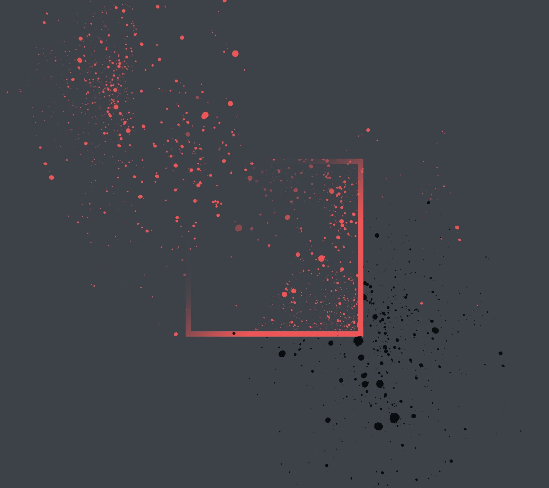 Abstract paint splatter with a red square frame HD Wallpaper