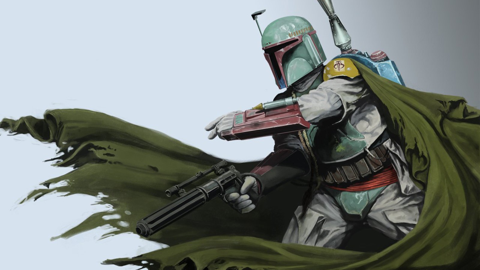 Boba Fett from Star Wars holding a blaster HD Wallpaper