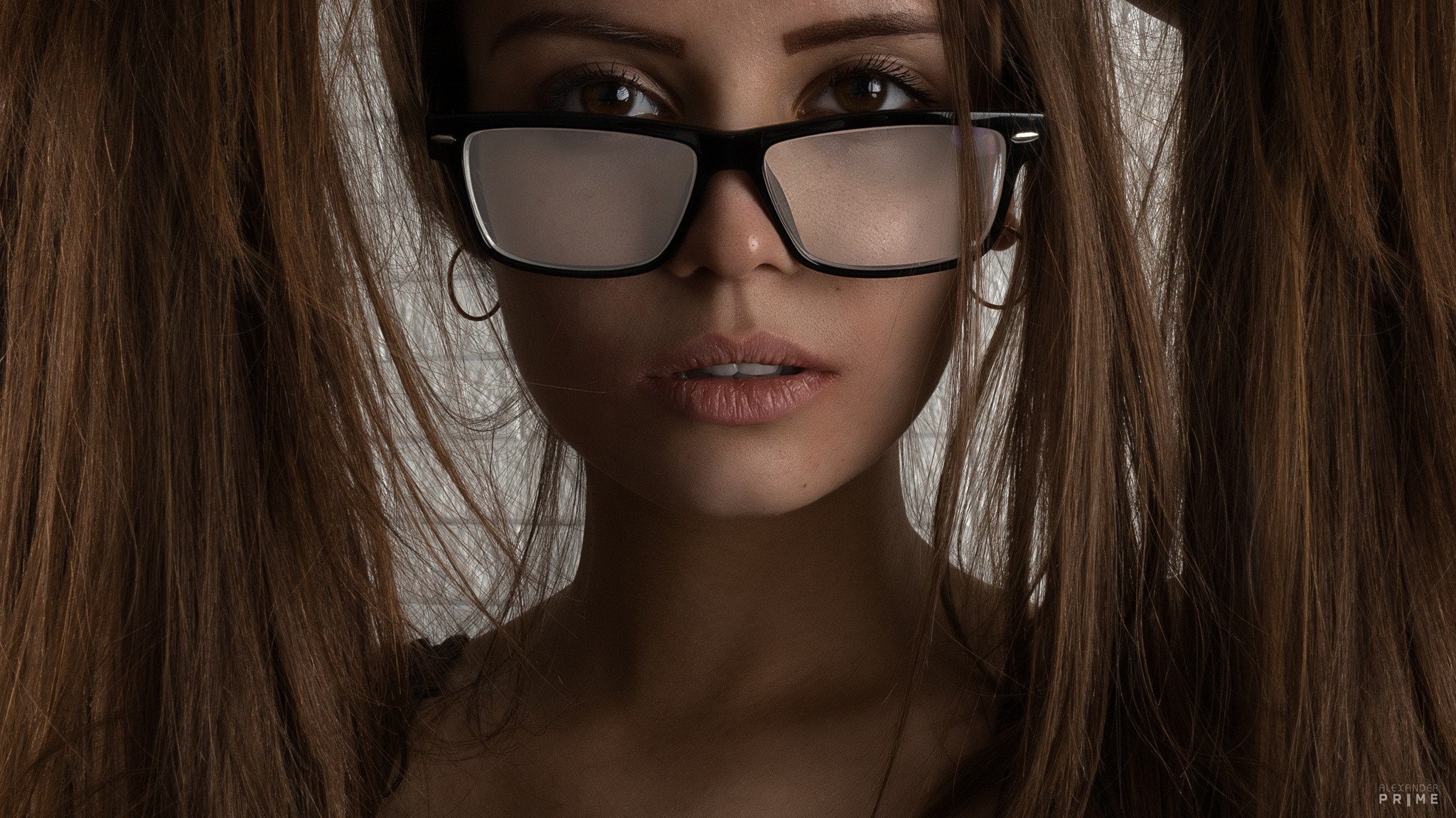 Alexander Prime portrait of a woman with glasses HD Wallpaper