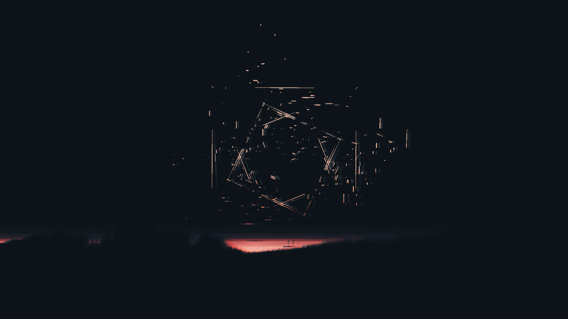 Abstract glitch art with geometric shapes and light effects HD Wallpaper