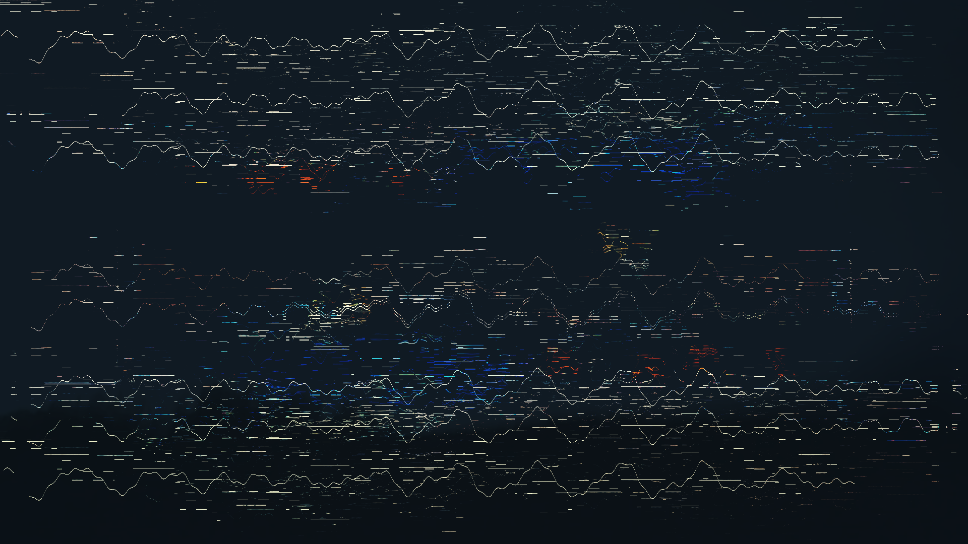Abstract glitch art with waveform patterns HD Wallpaper