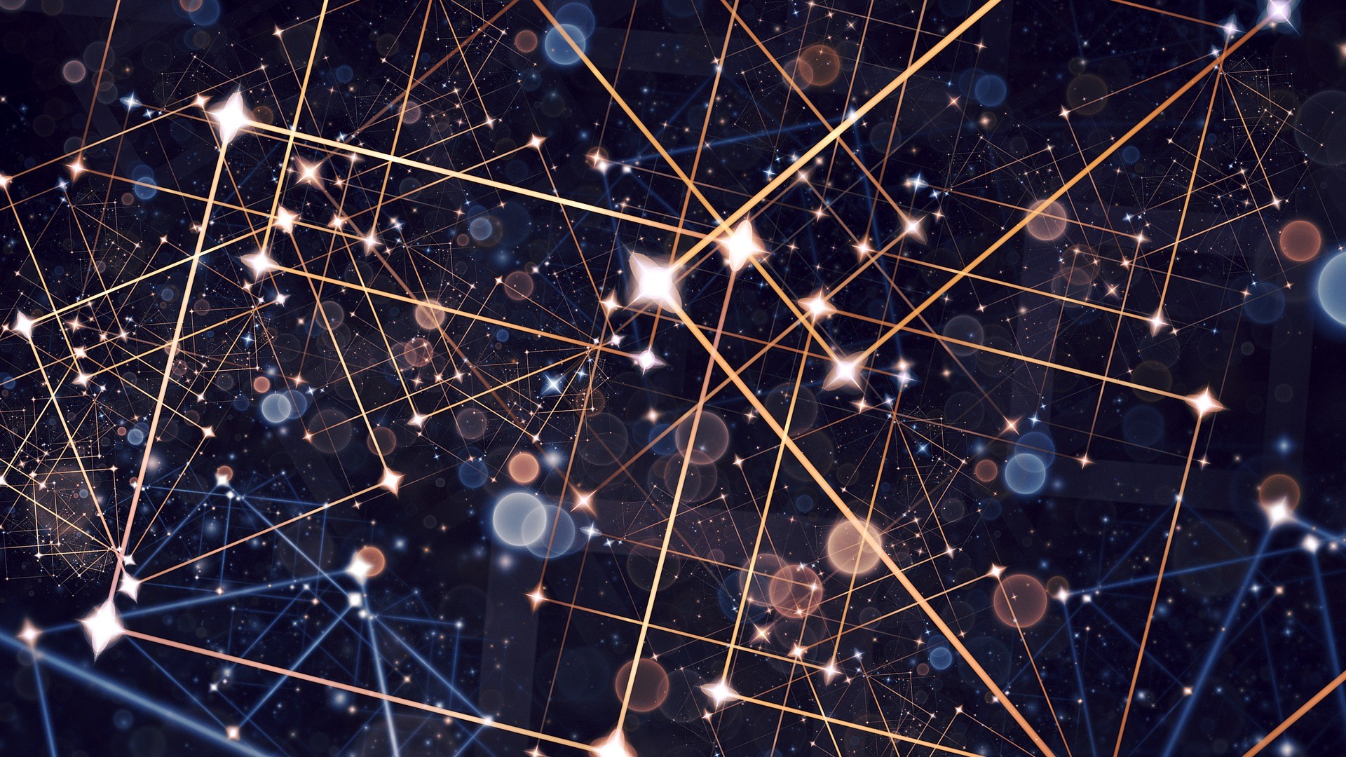 Abstract network of glowing lines and stars HD Wallpaper