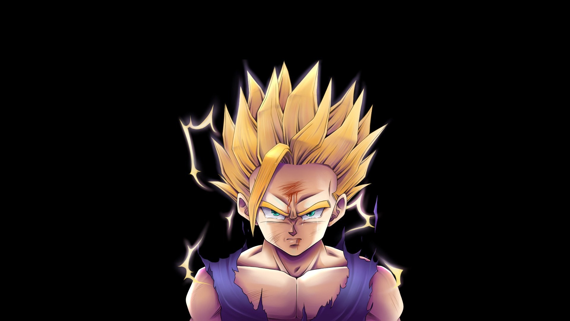 Gohan from Dragon Ball Z with spiky blonde hair HD Wallpaper