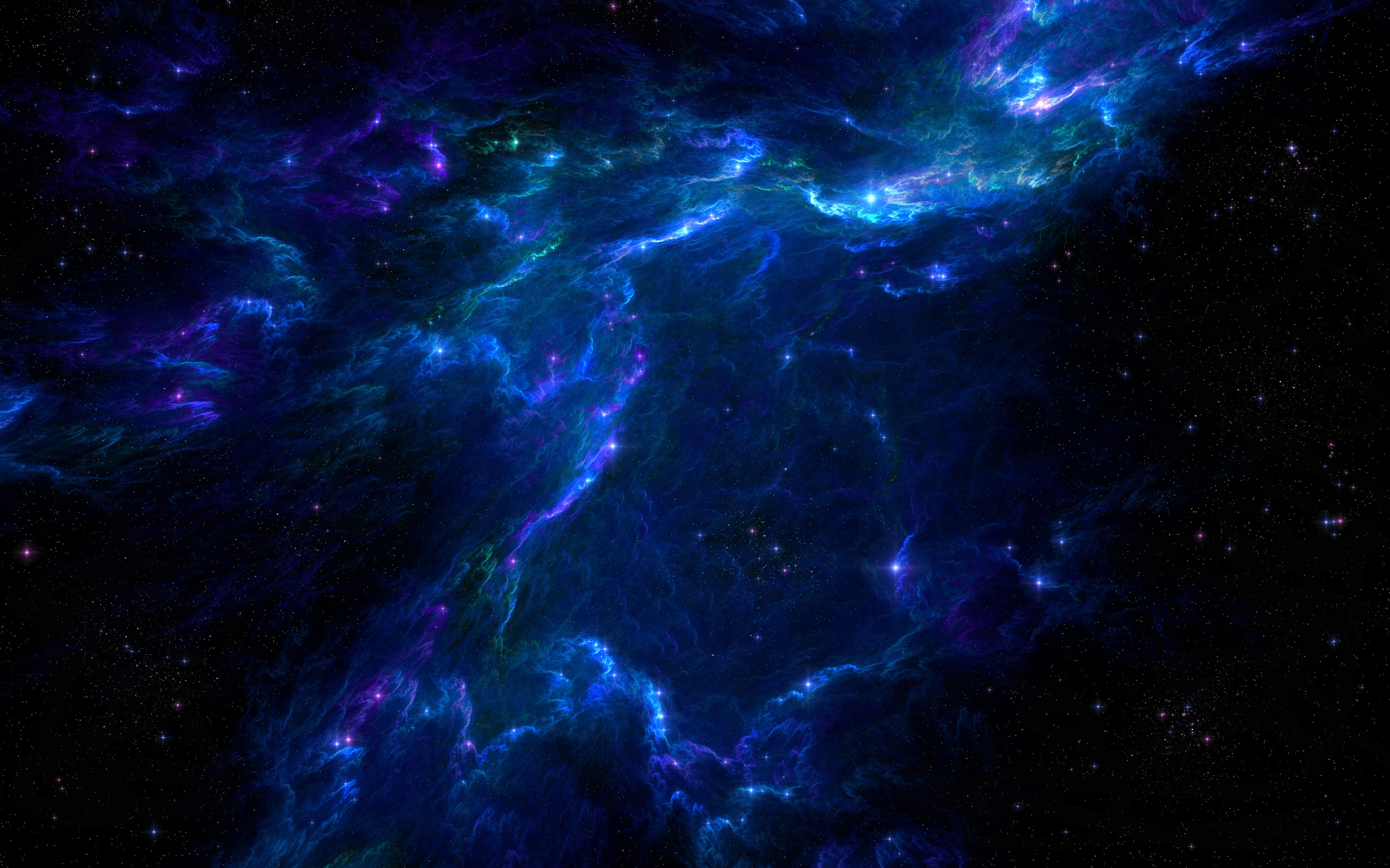 Blue and purple nebula with stars in space HD Wallpaper
