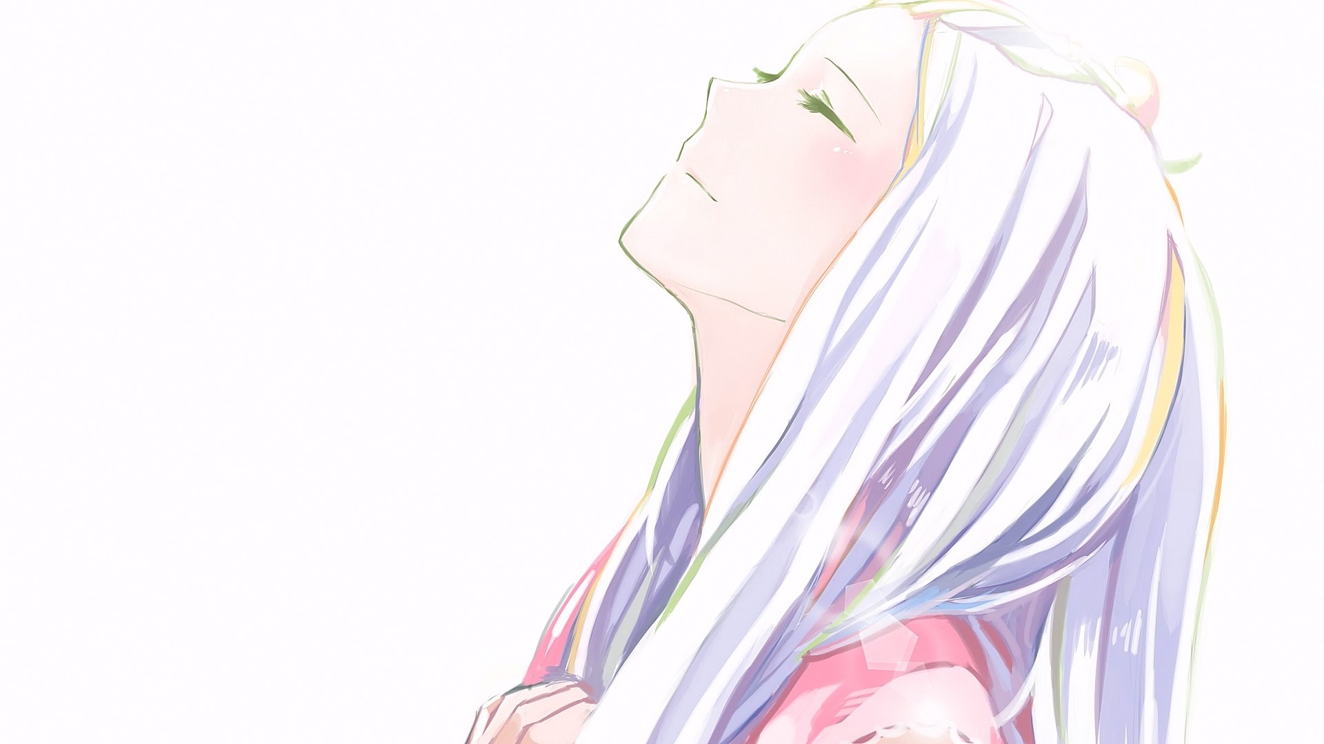 Anime girl with long blonde hair smiling HD Wallpaper