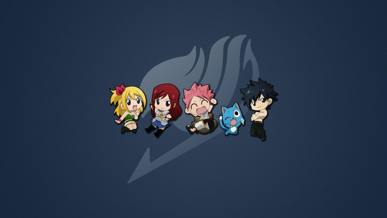 Fairy Tail characters on a blue background HD Wallpaper