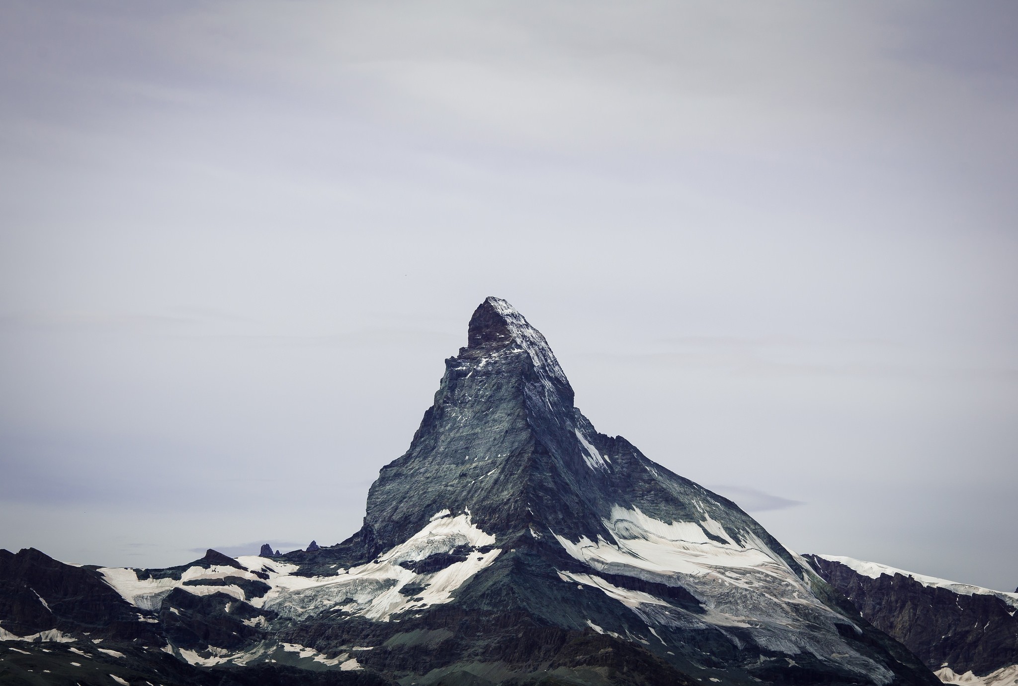 The Matterhorn mountain with snow and mist HD Wallpaper
