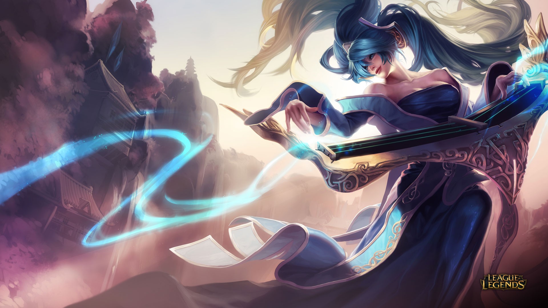 Sona playing her instrument in League of Legends HD Wallpaper