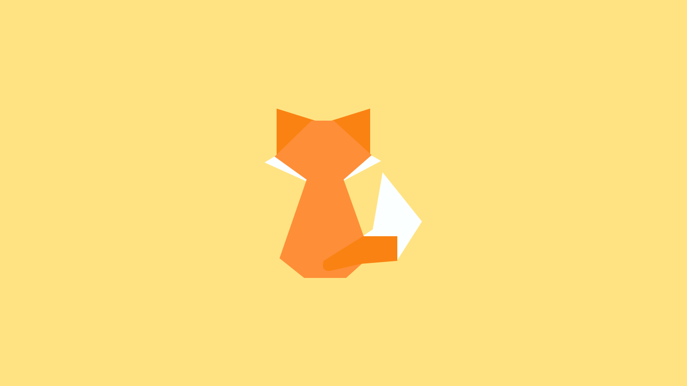 Minimalist orange fox on yellow background HD Wallpaper