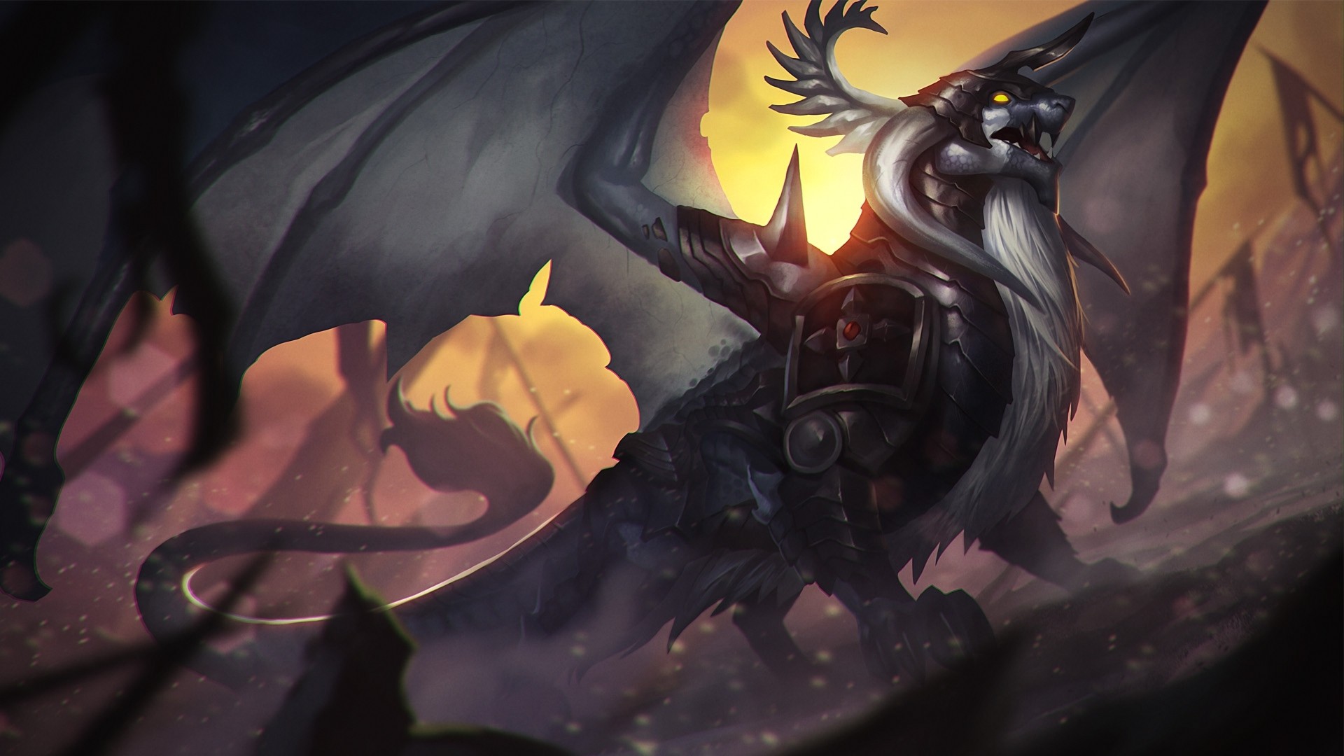 Fantasy art of a dragon with armor HD Wallpaper
