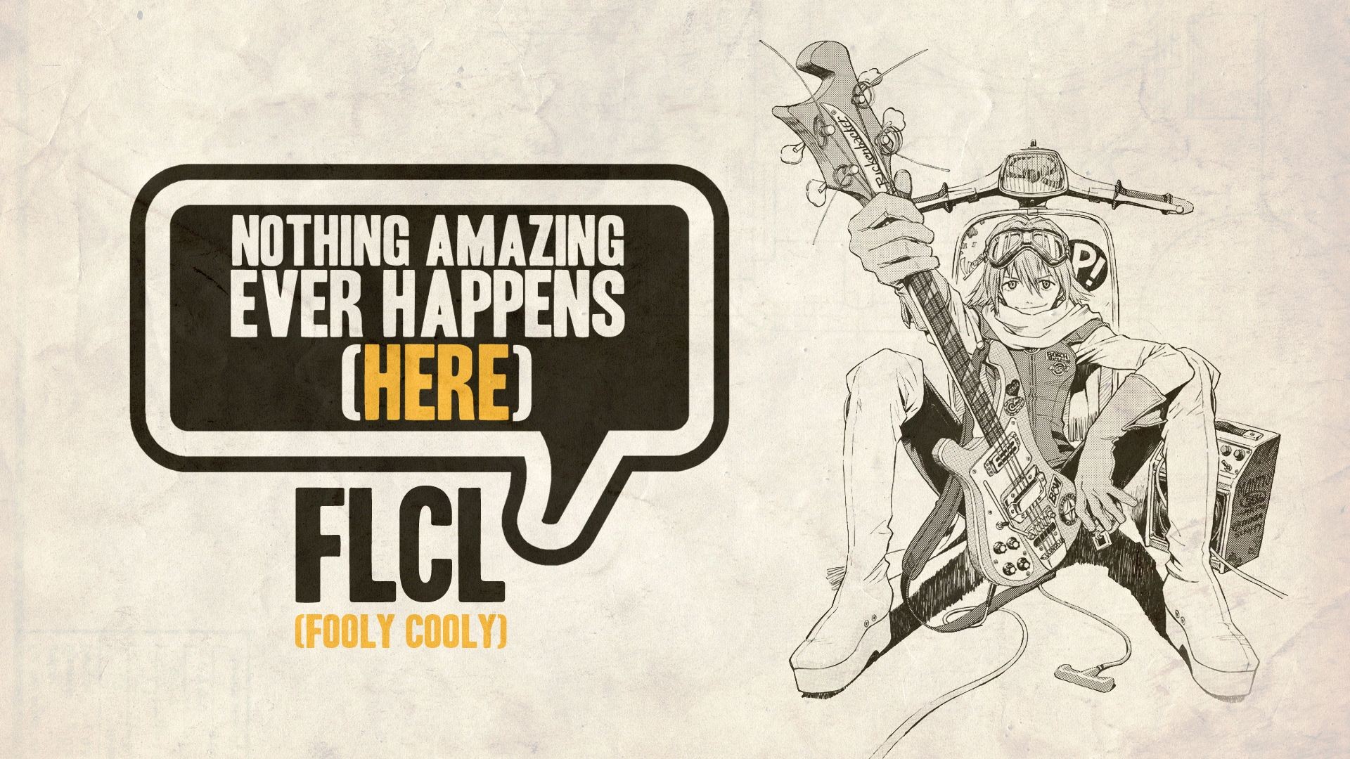 FLCL Artwork with Quote and Character HD Wallpaper