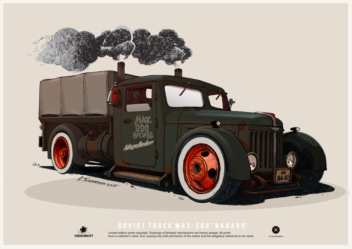 Soviet Truck MAZ-200 "Badass" Artwork HD Wallpaper