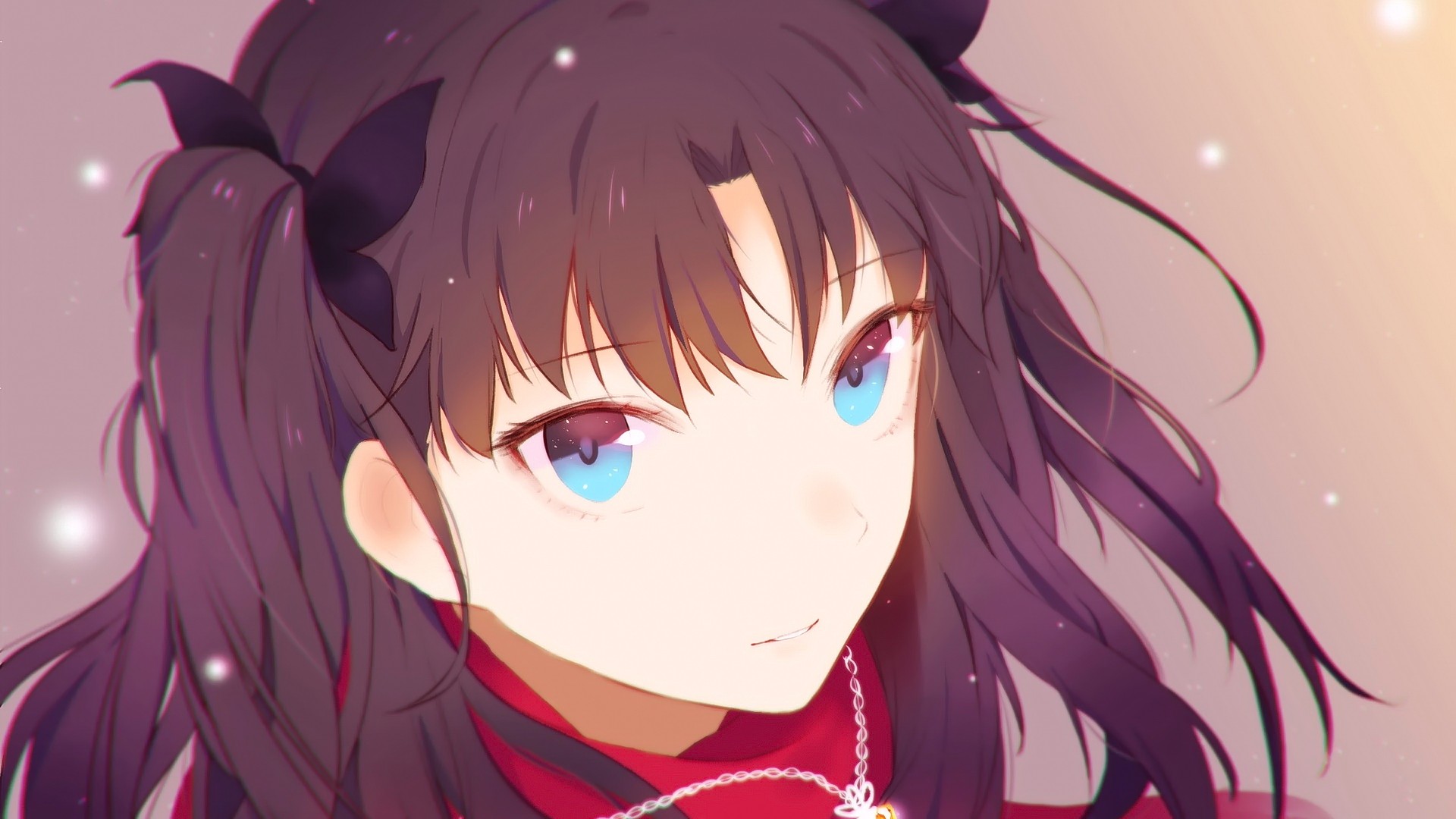 Tohsaka Rin from Fate Series with Blue Eyes HD Wallpaper