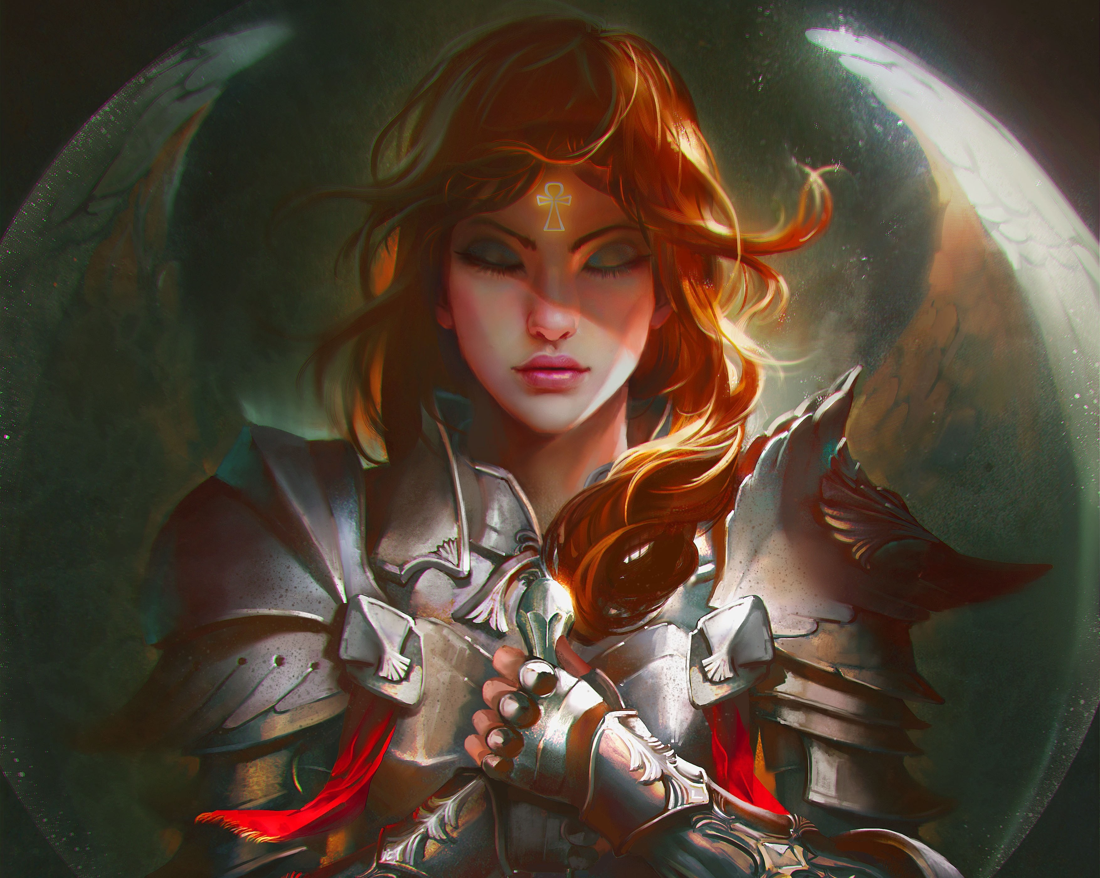 Fantasy art of a woman in armor HD Wallpaper