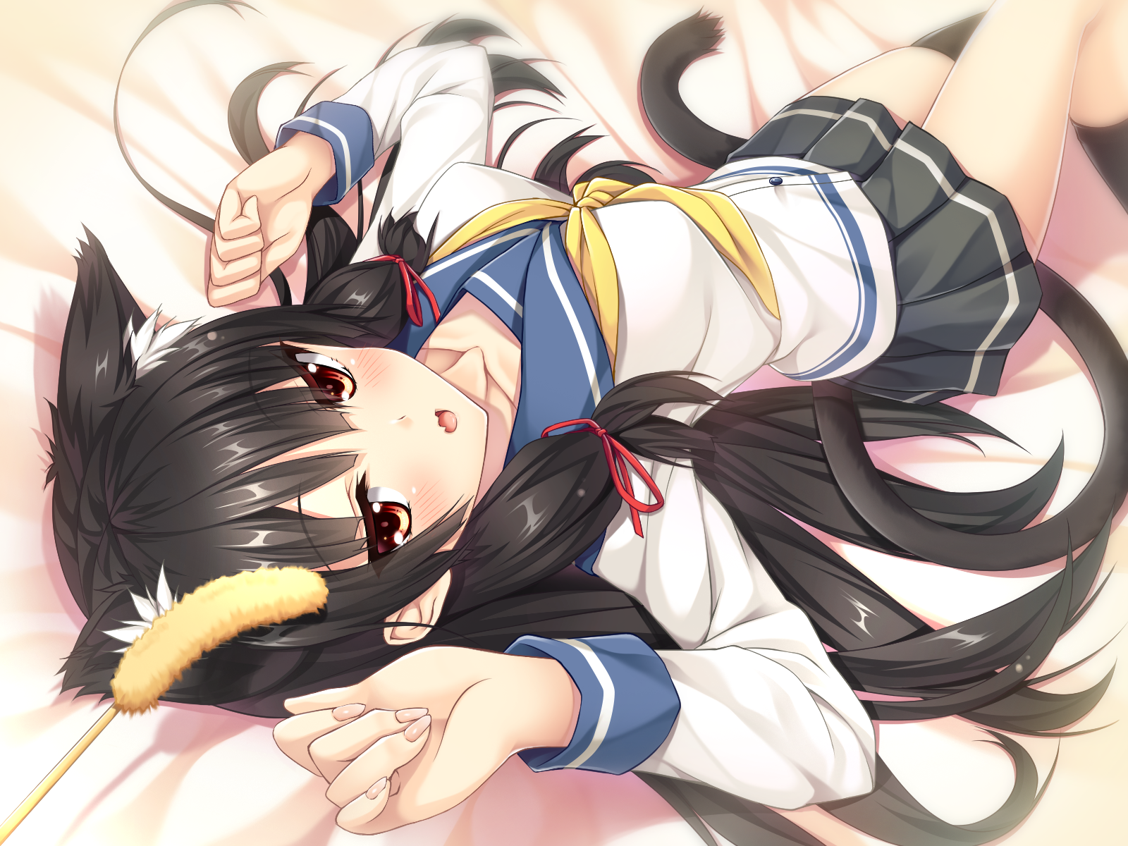 Isokaze (Kantai Collection) with cat ears and tail HD Wallpaper
