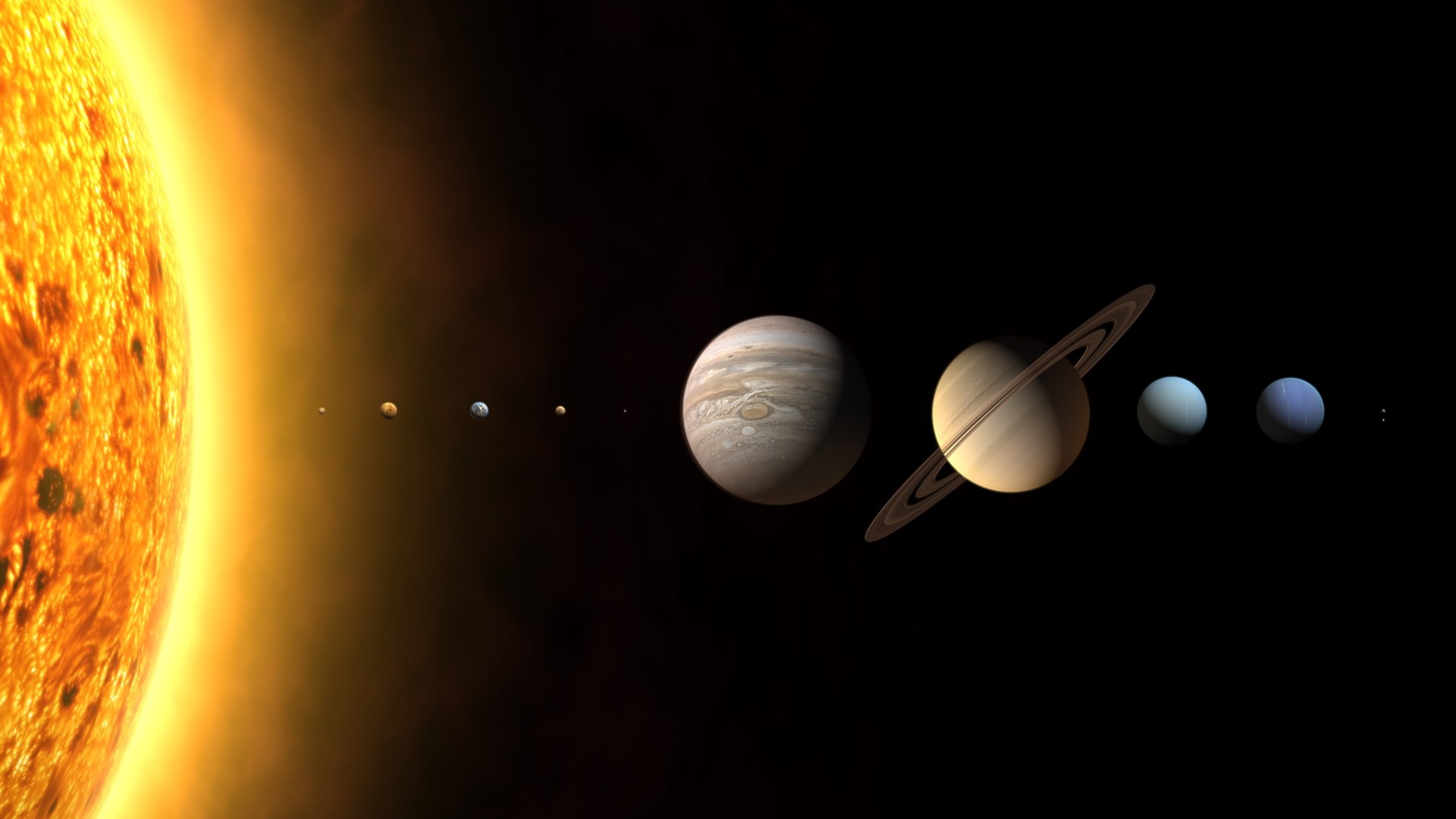 The Sun and Planets of Our Solar System HD Wallpaper