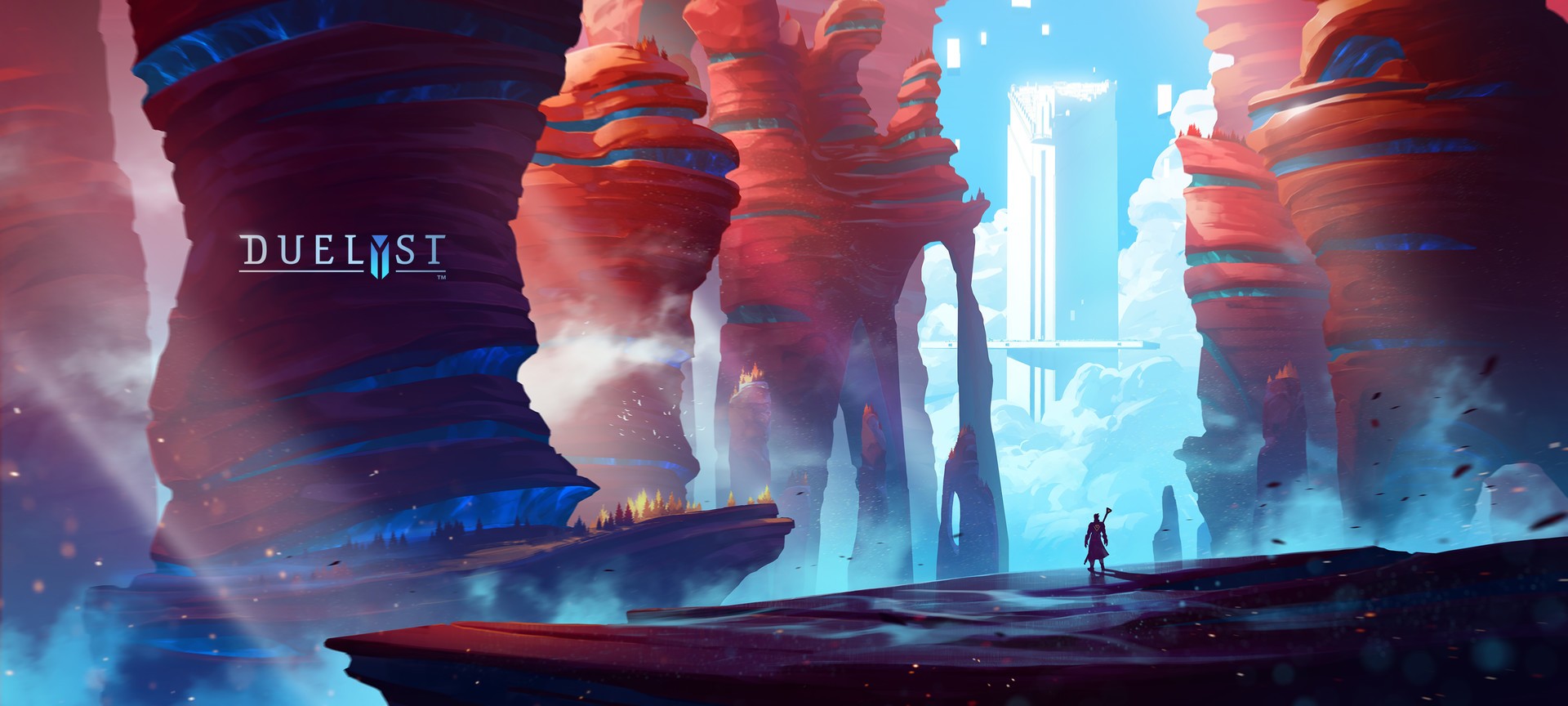 Duelyst concept art of a canyon landscape HD Wallpaper