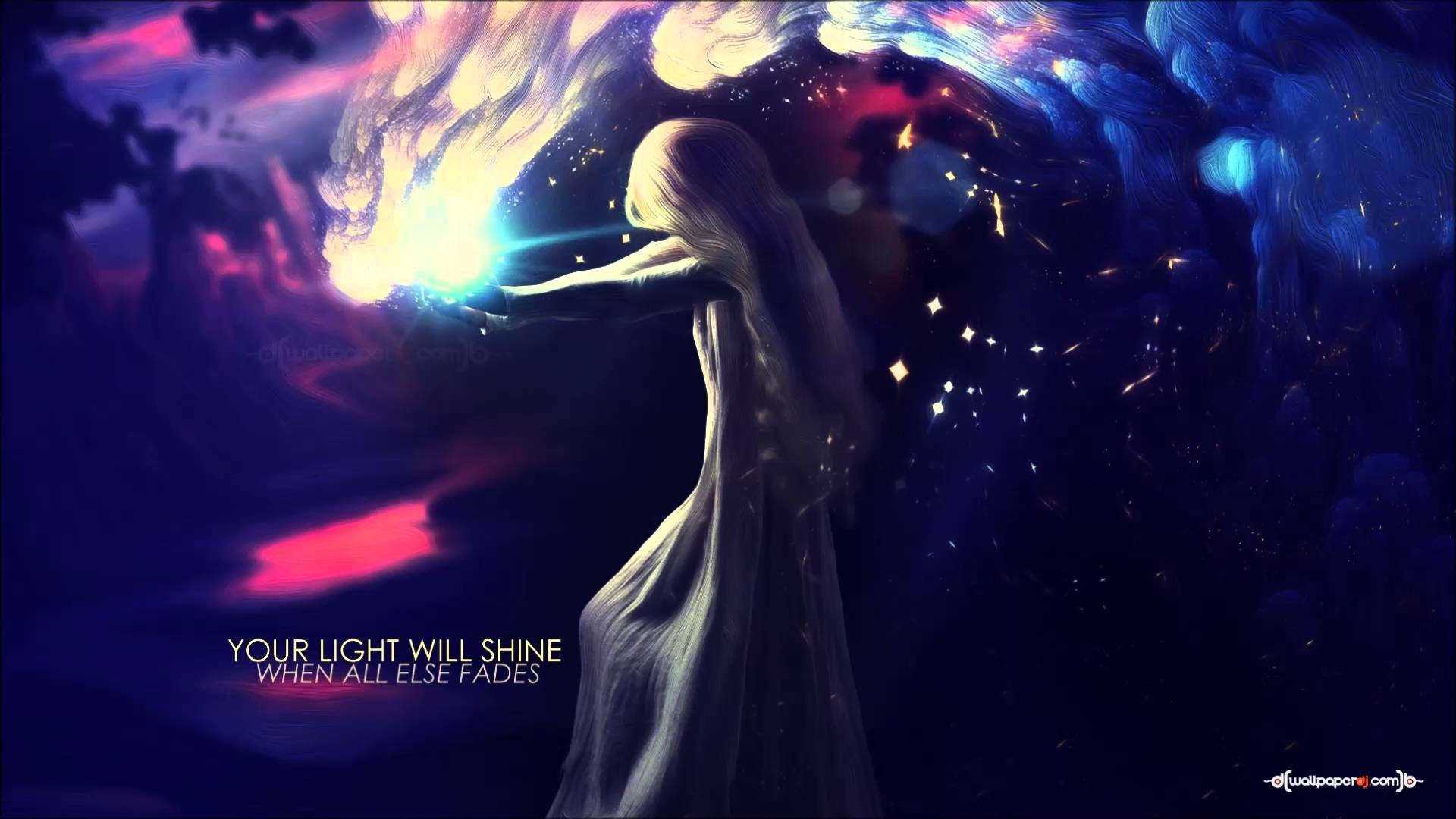 Fantasy art of a blonde woman with light HD Wallpaper
