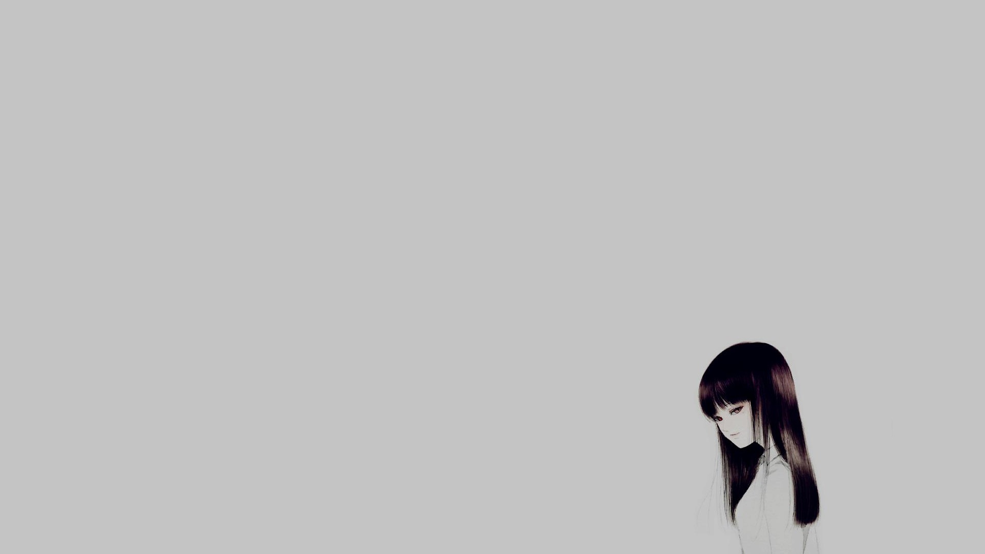 Girl with long dark hair and red eyes HD Wallpaper