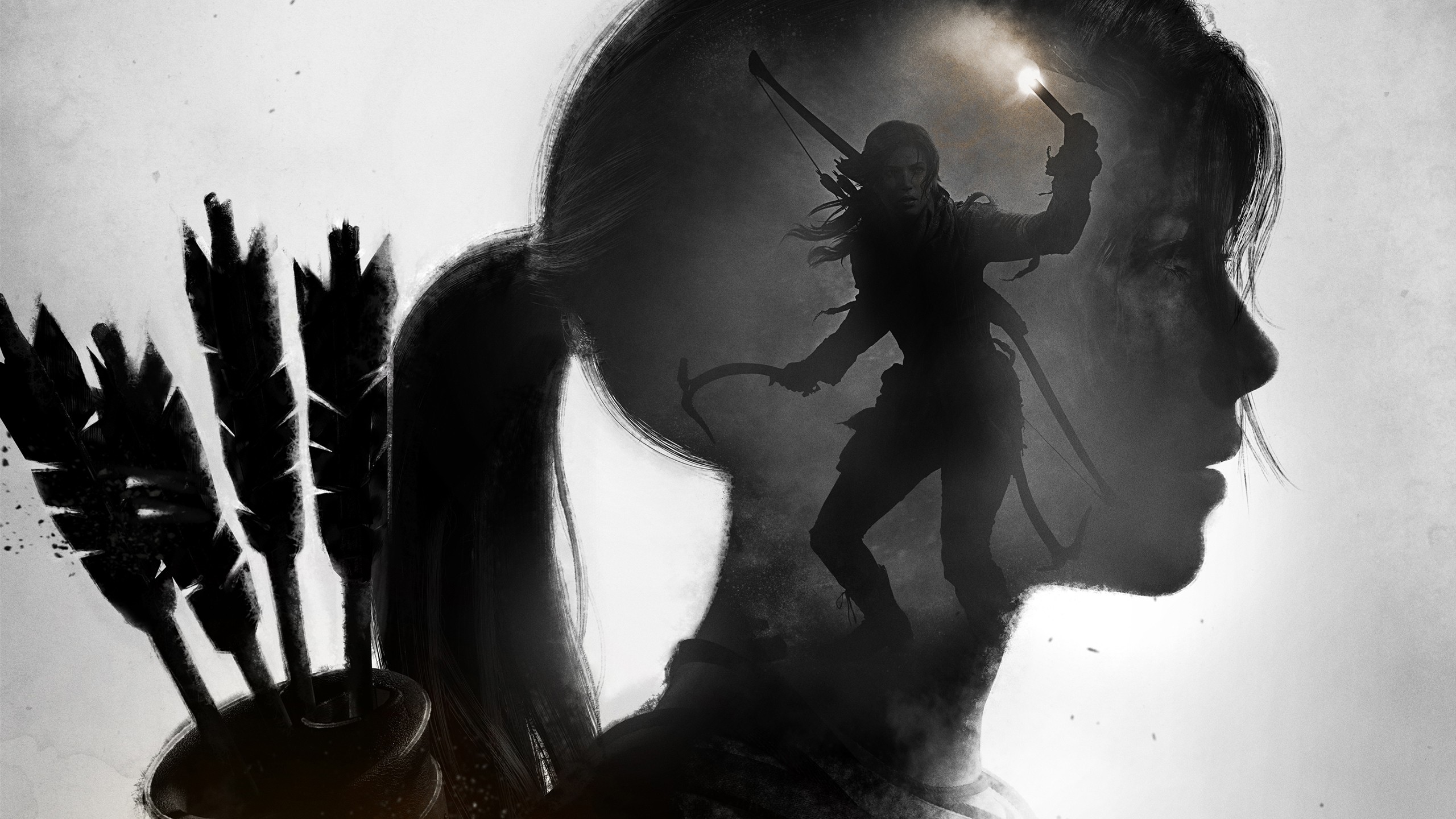 Rise of the Tomb Raider monochrome art with Lara Croft HD Wallpaper